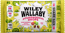 Wiley Wallaby Sourrageous Drops, 3oz Share Size, 18ct