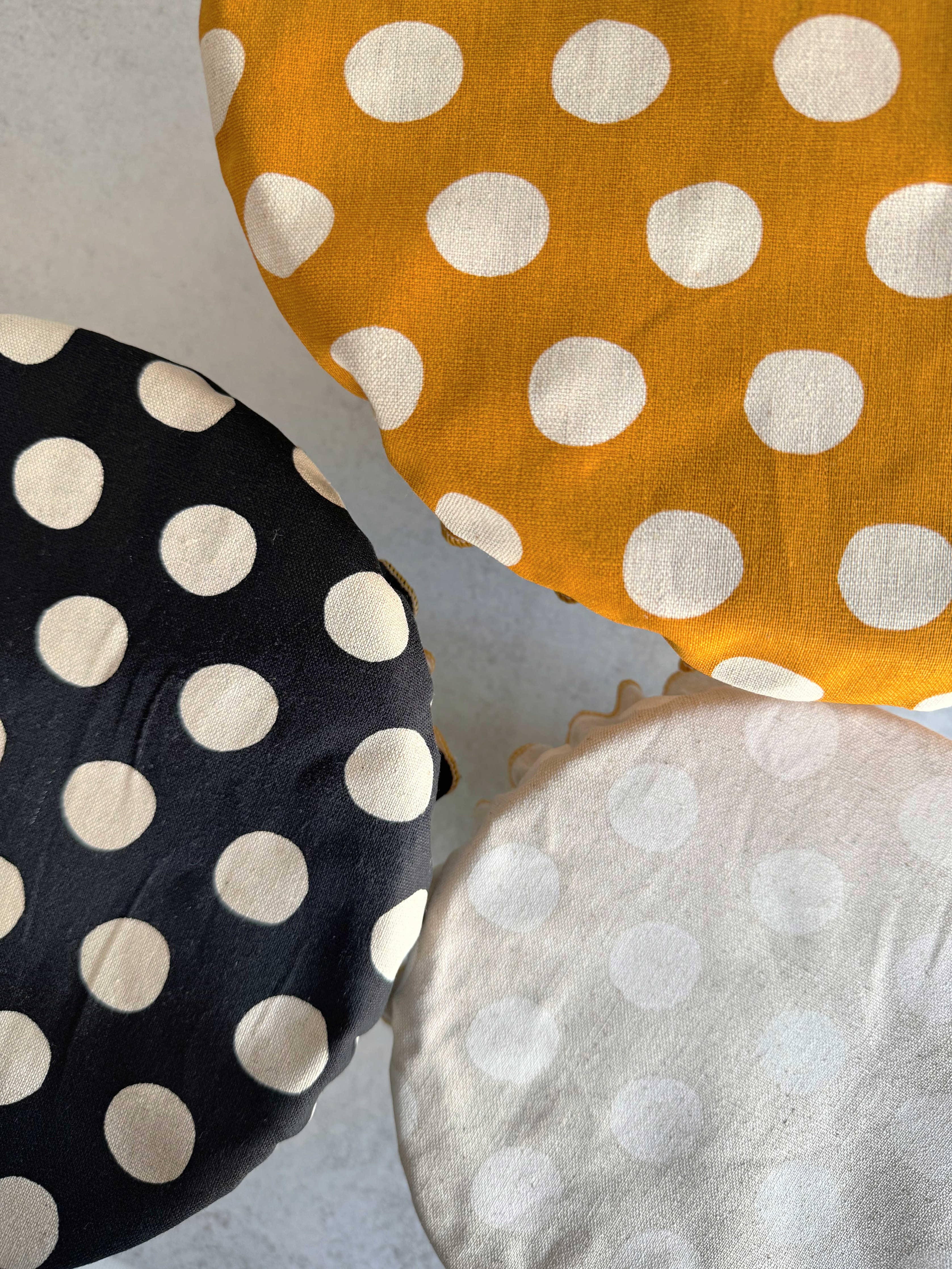 Polka Dots bowl covers stretched over bowls