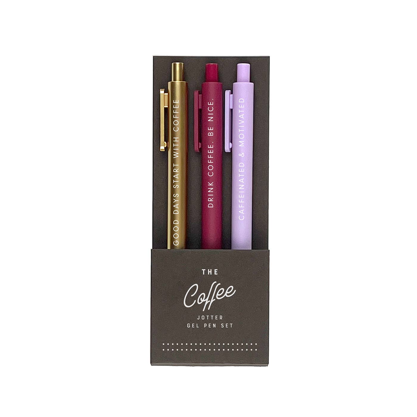 Coffee Jotter Gel Pen set of 3 with coffee-themed designs