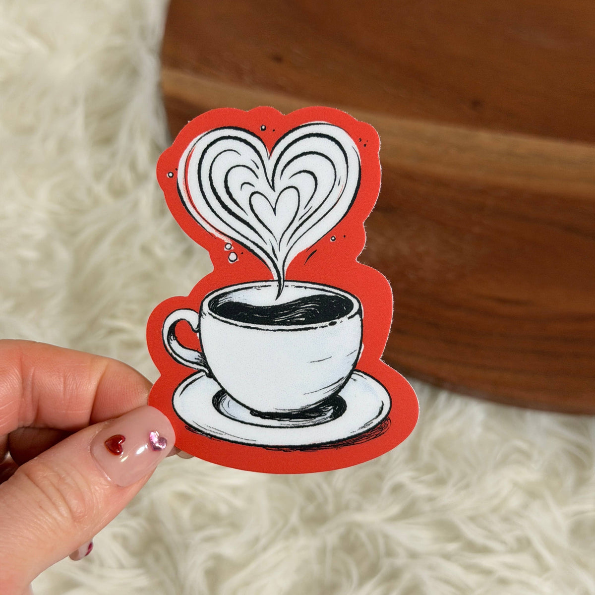 Coffee Heart Design Mug Sticker