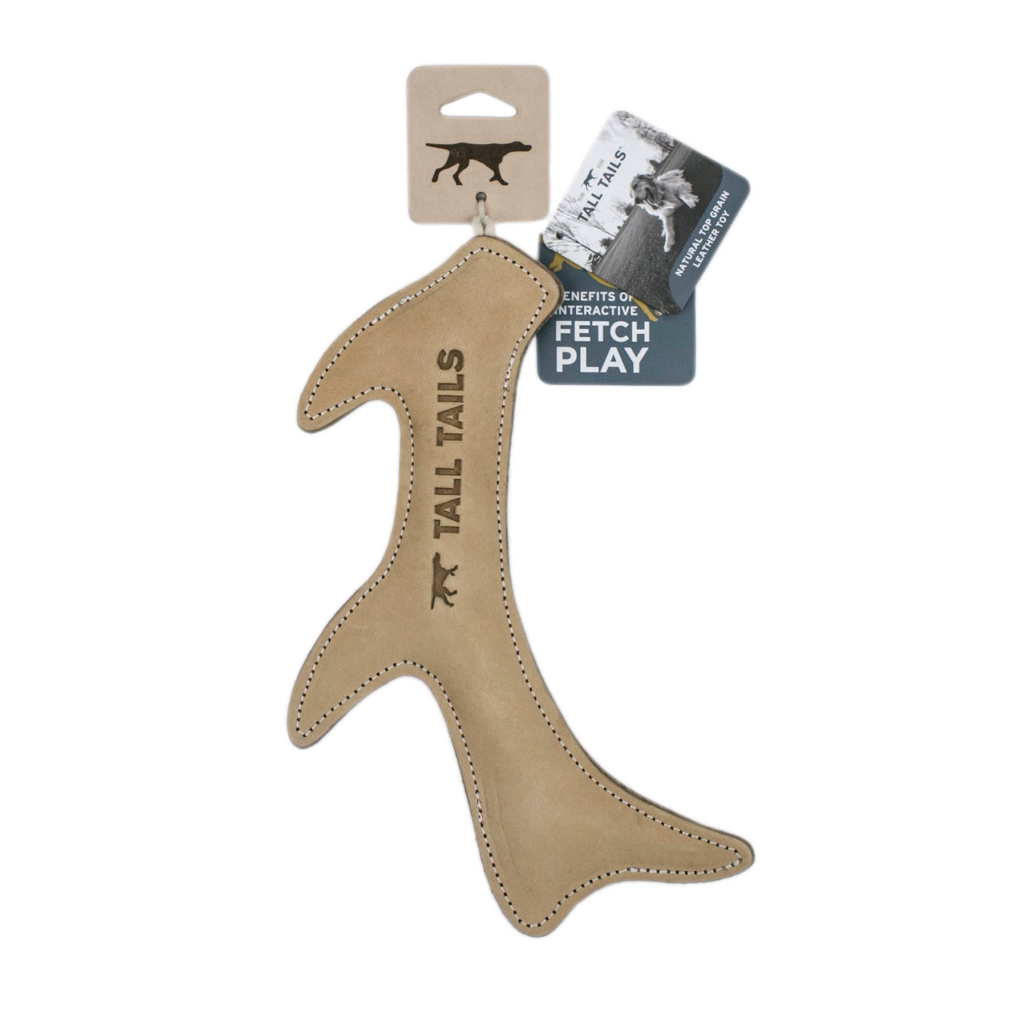 Tall Tails Leather Antler Dog Toy side view