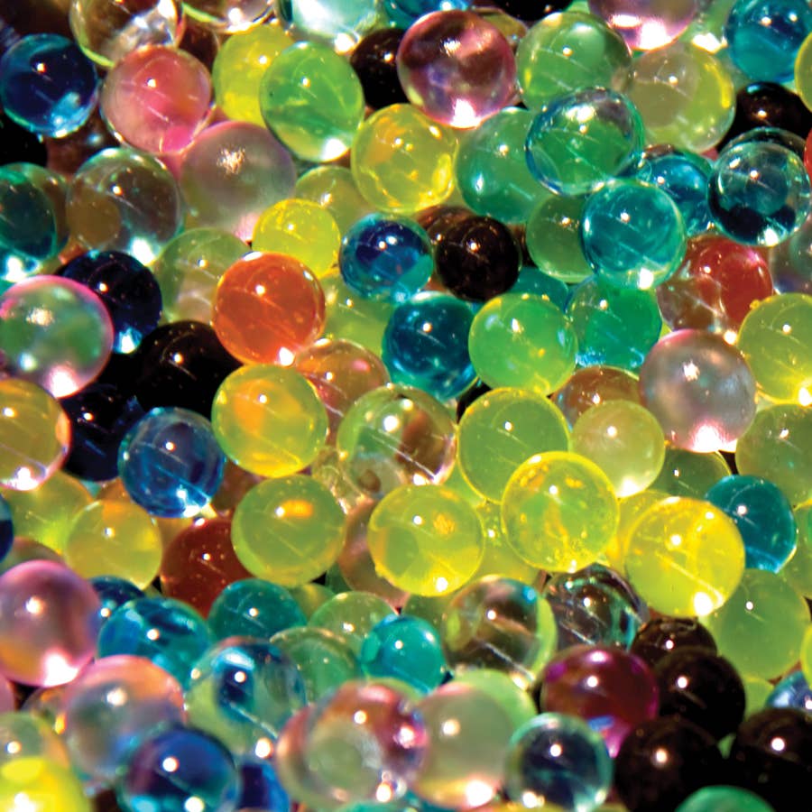 Swell Polymer multi-colored spheres close-up detail