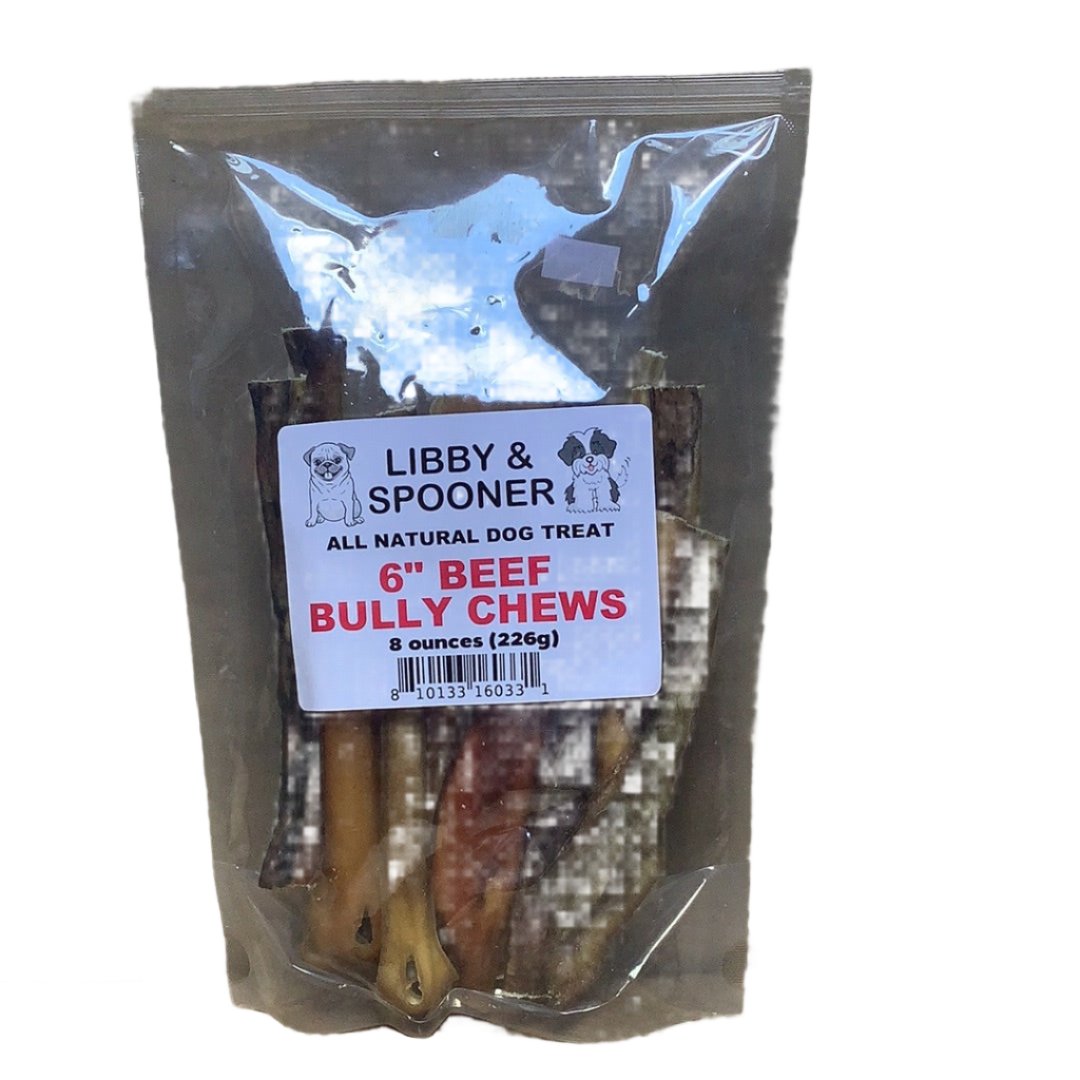 Libby and Spooner 6 inch beef bully chews for dogs