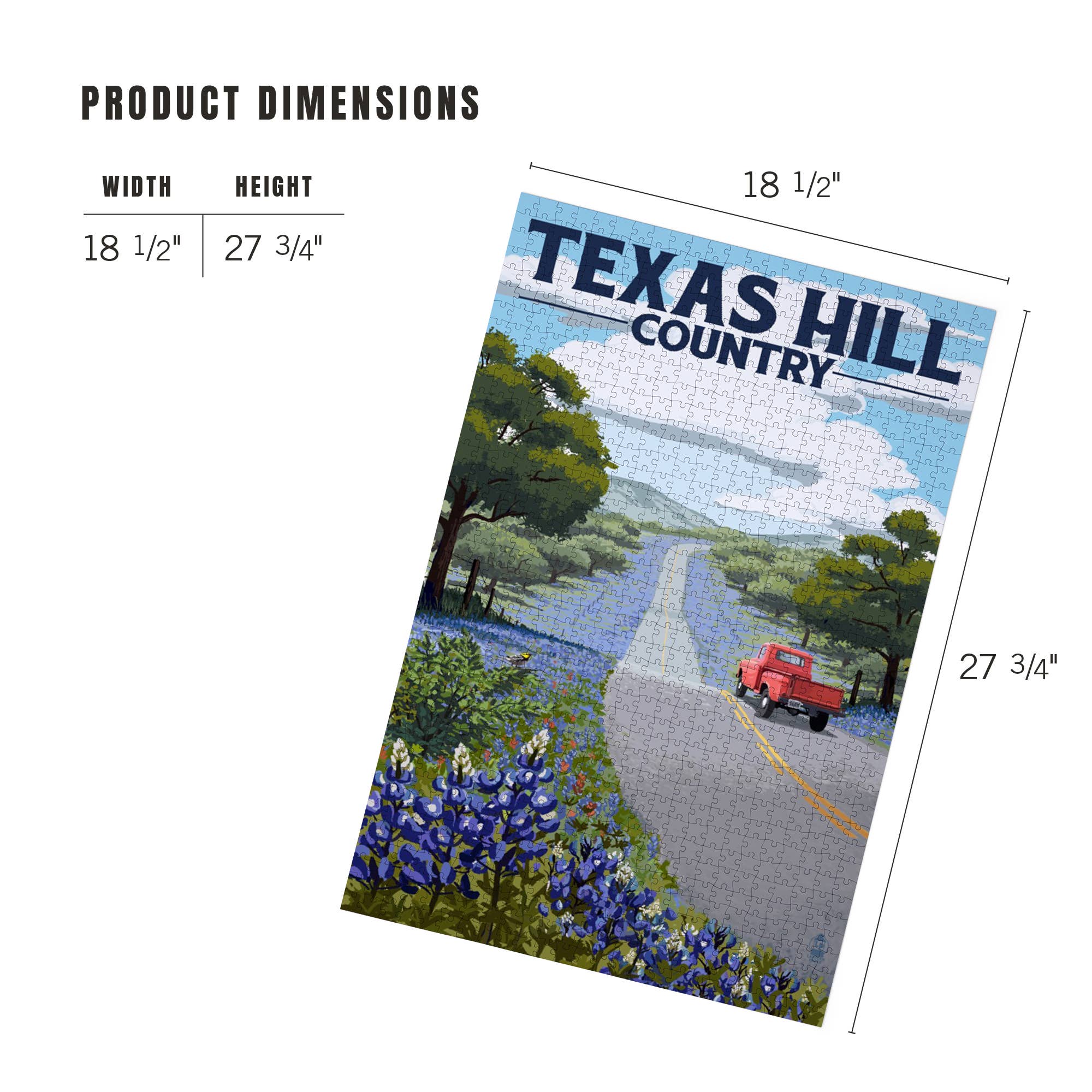 1000 PIECE PUZZLE Texas Hill Country, Texas, Bluebonnets