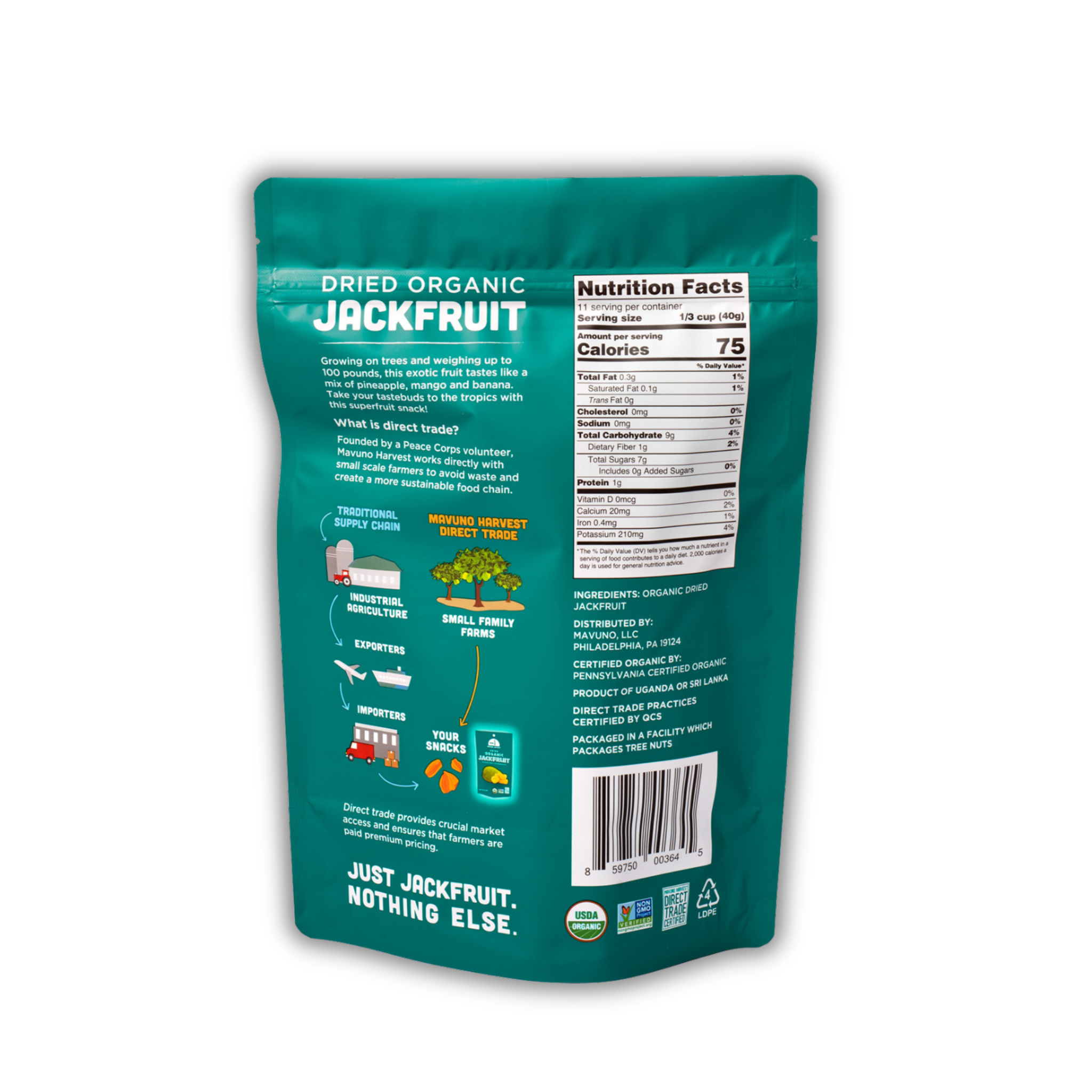 Organic dried jackfruit package front label
