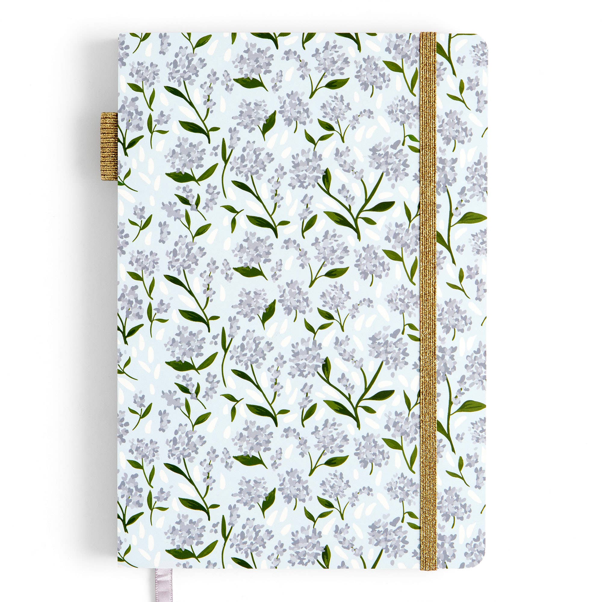 Hydrangeas lay flat lined journal with floral cover
