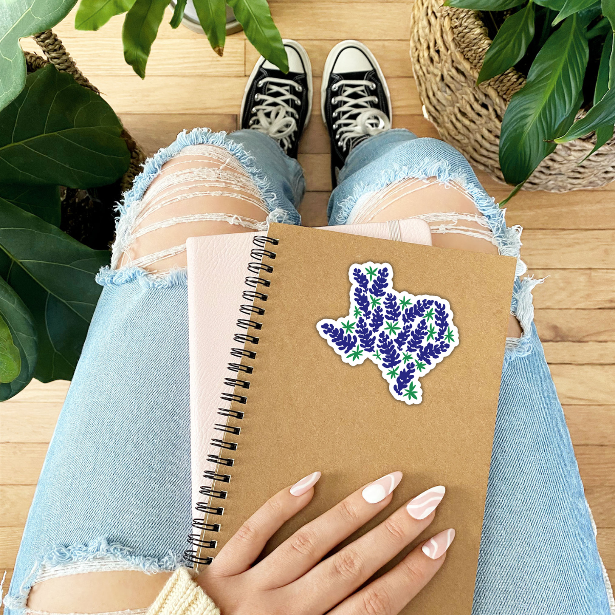 Texas State Bluebonnet sticker on laptop