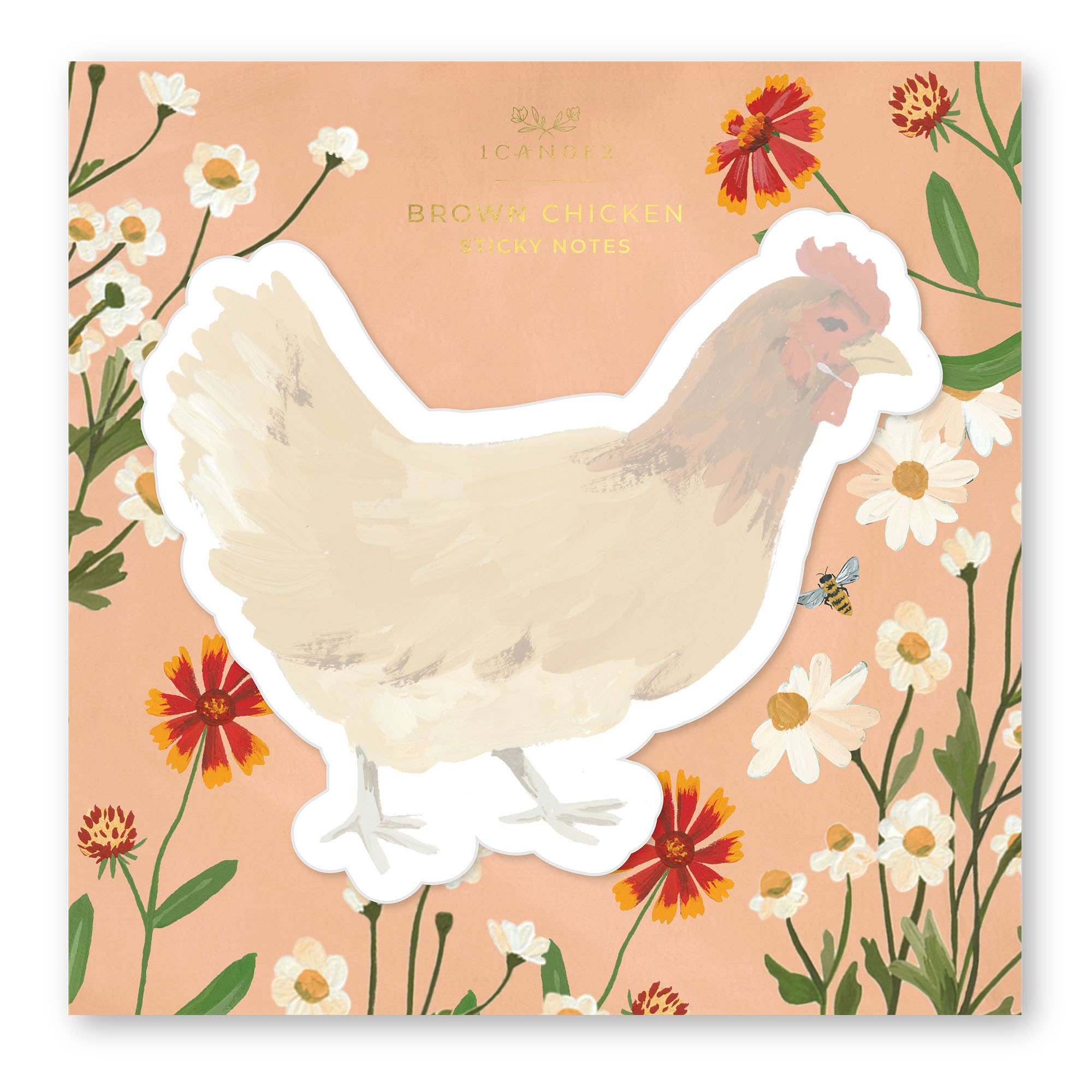 Brown Chicken sticky notes with hen illustration