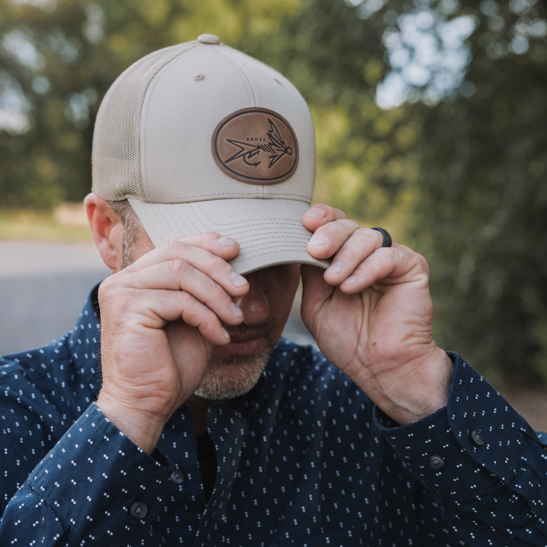 Range Fly Icon leather patch trucker cap back mesh view