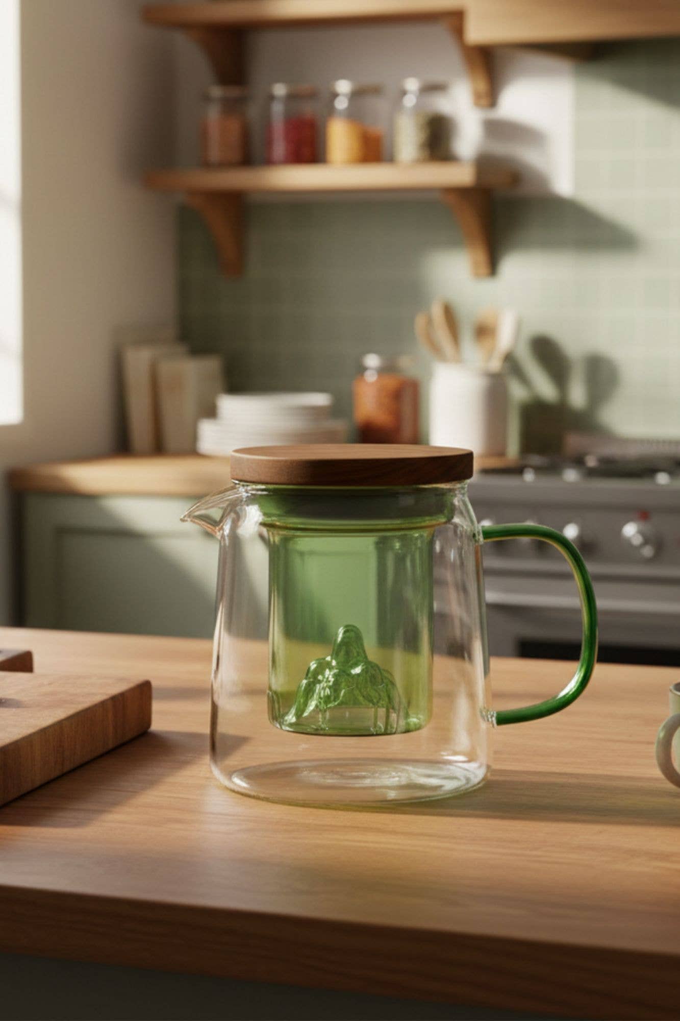 450 ml glass teapot with handle and jade infuser LASKA