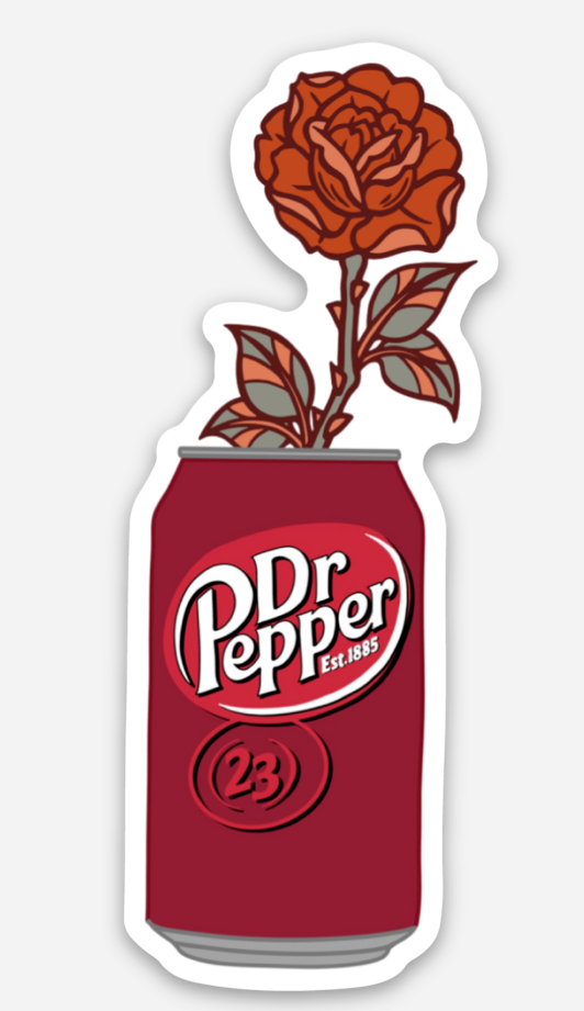 Dr Pepper Flower Sticker vinyl decal with floral design