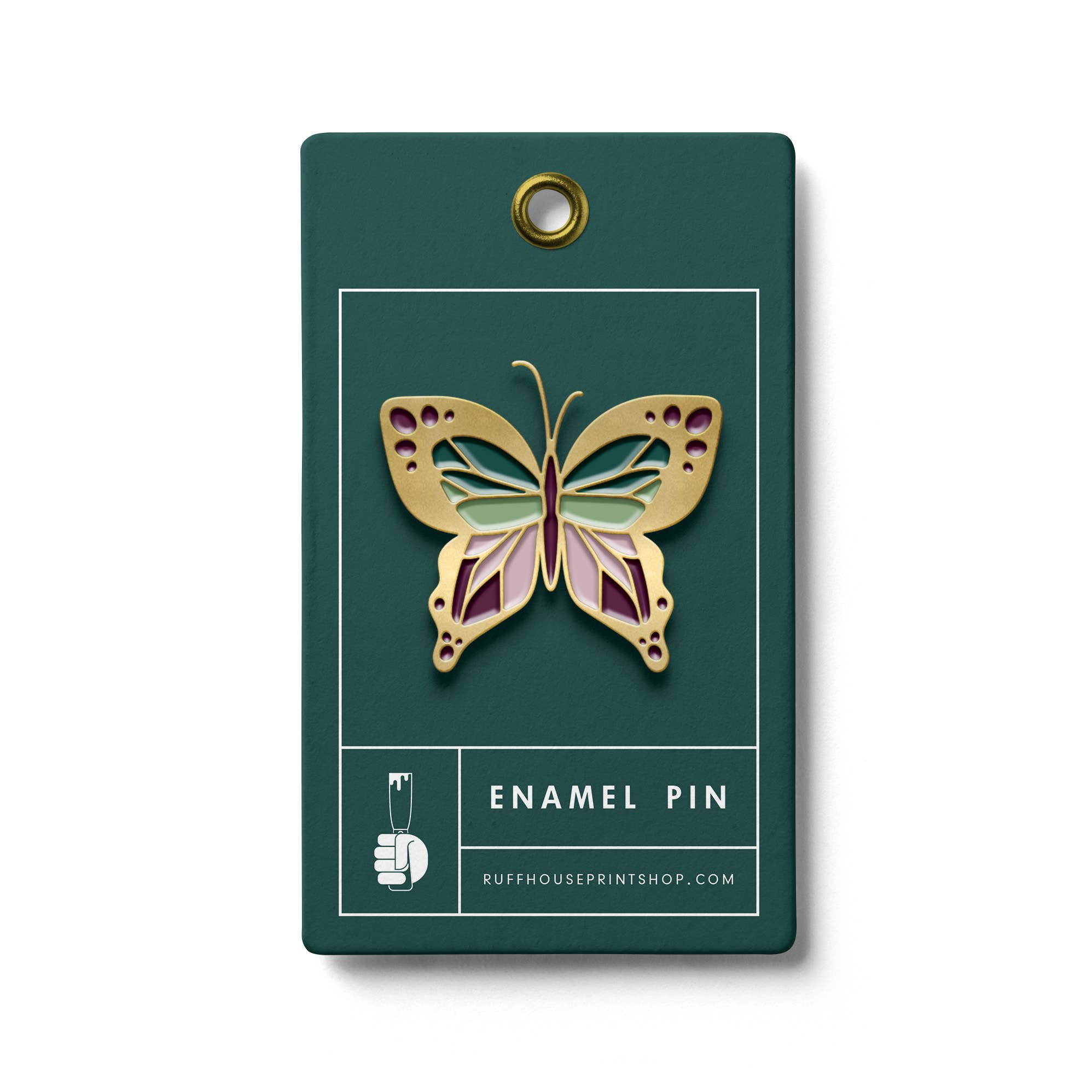 Open Butterfly enamel pin with colorful wing design