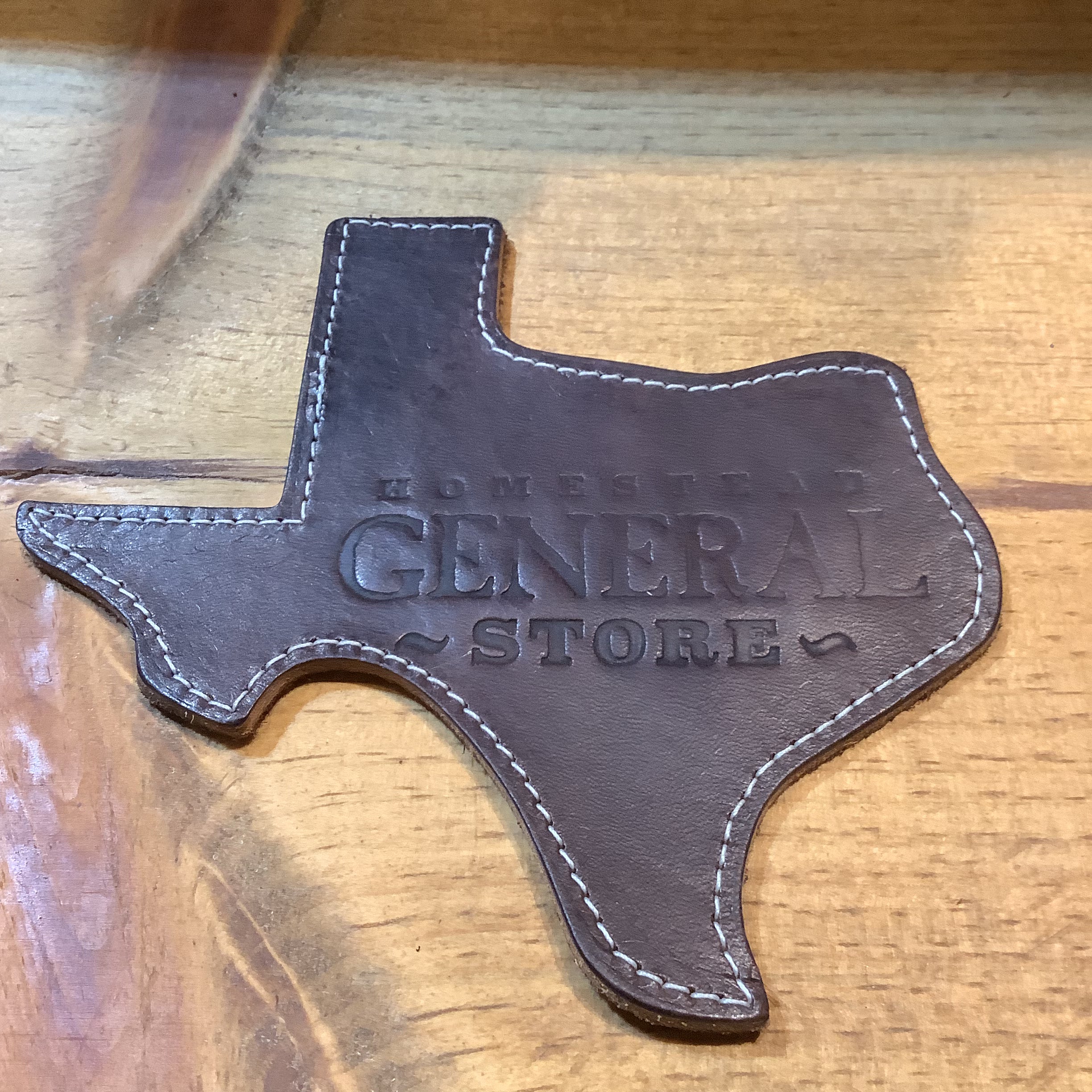 Heritage Leather Texas-shaped leather coasters set