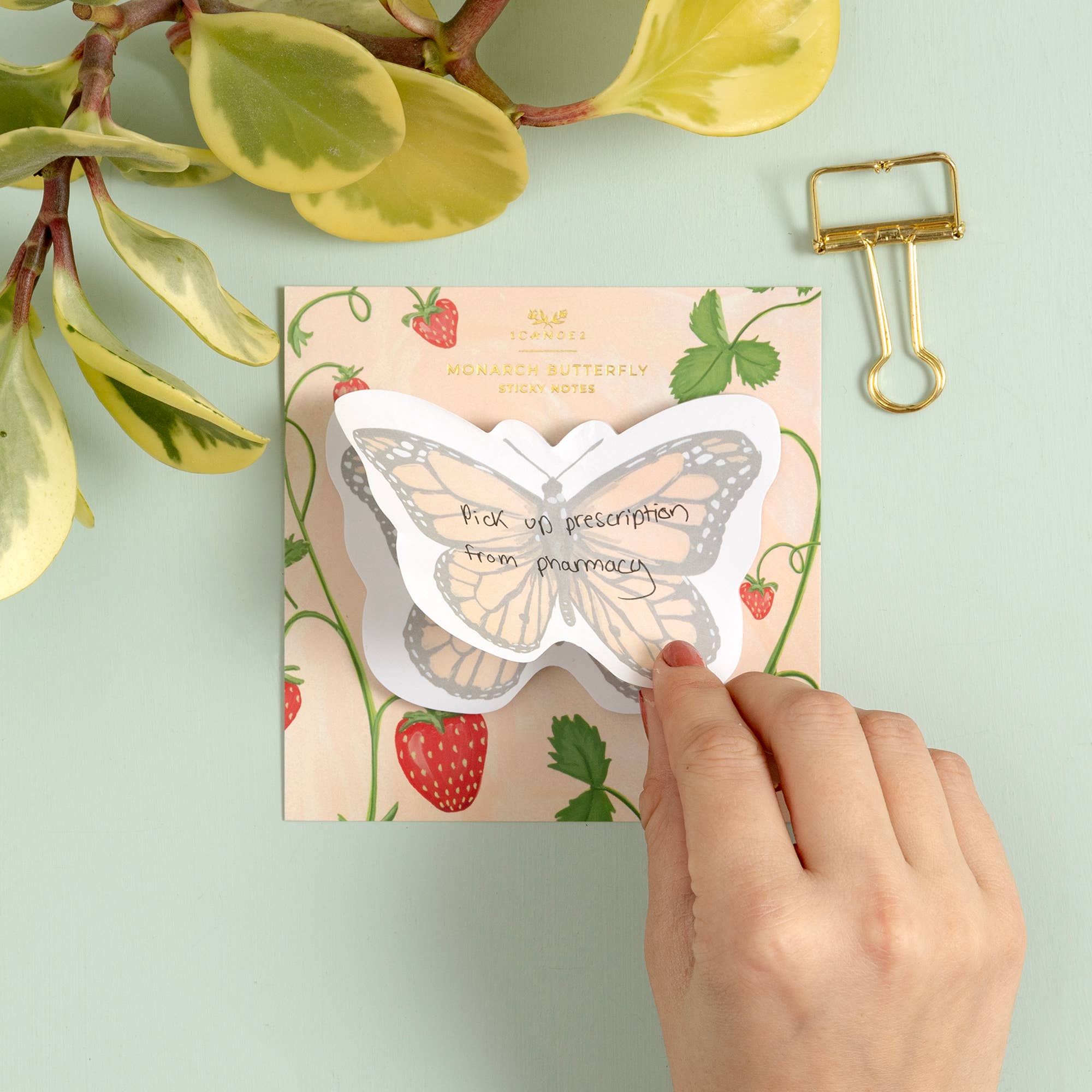 Monarch Butterfly Sticky Notes detail of butterfly design