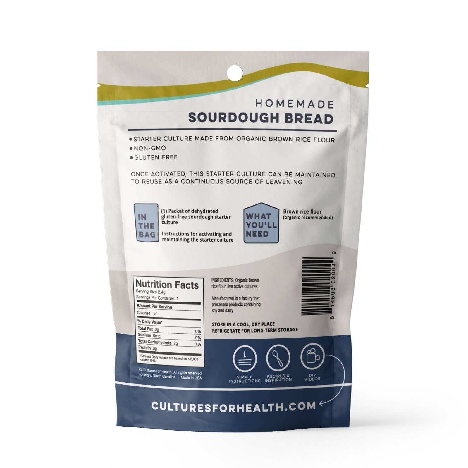 Gluten-free sourdough starter package front view