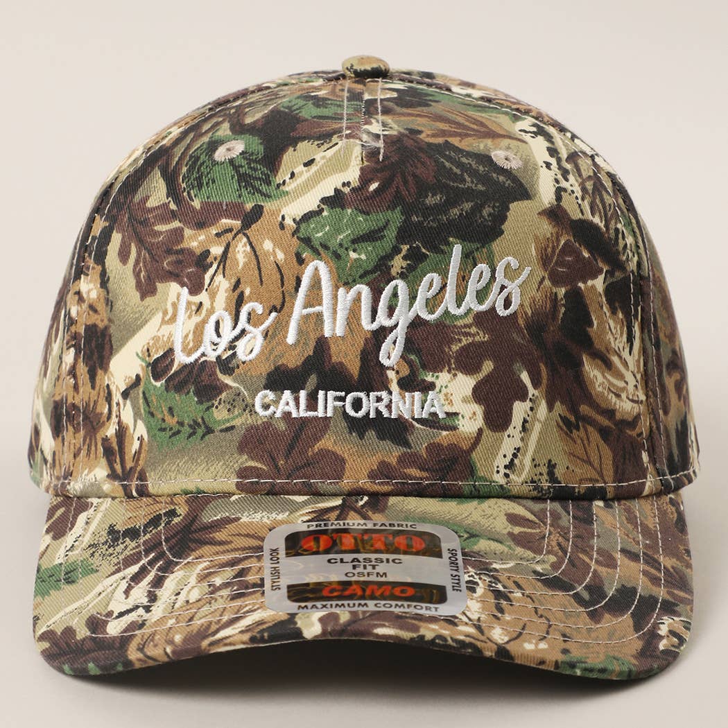 Custom camo hat embroidered with your city and state