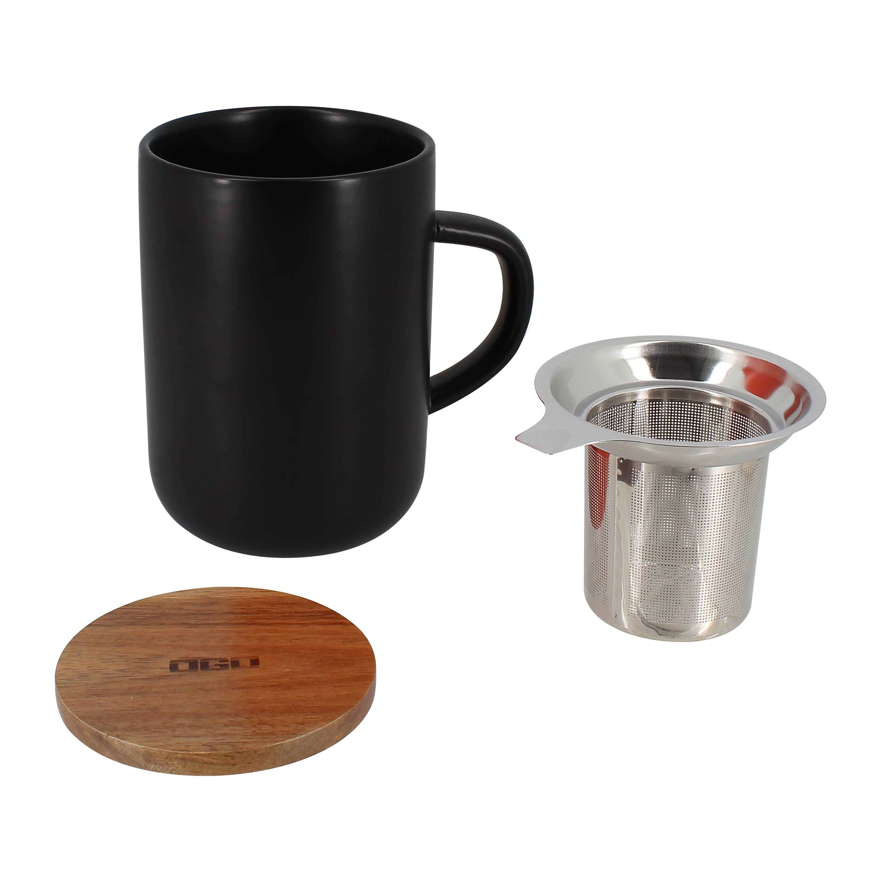 Juliet black stoneware teapot with wooden lid, 475ml