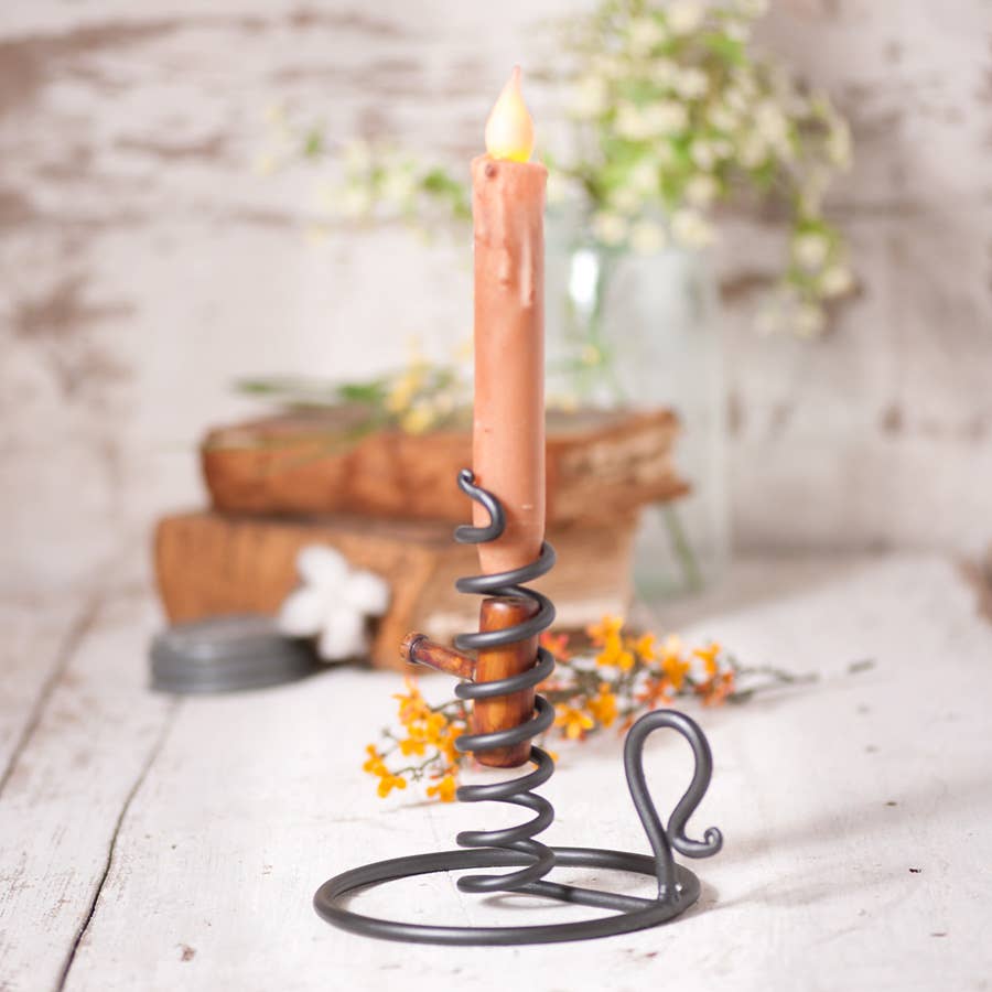 Courting candle stand in smokey black wrought iron