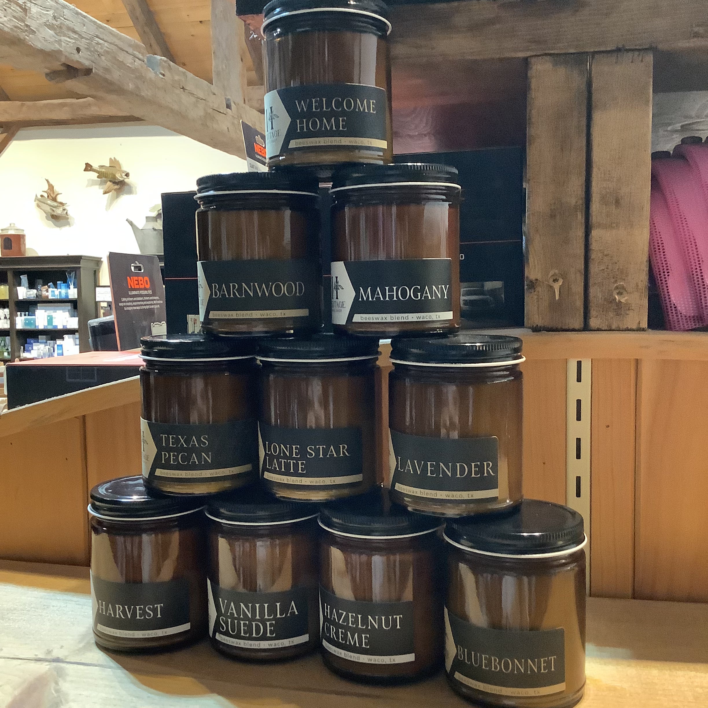 Heritage Candle Shop 9oz amber jar candle