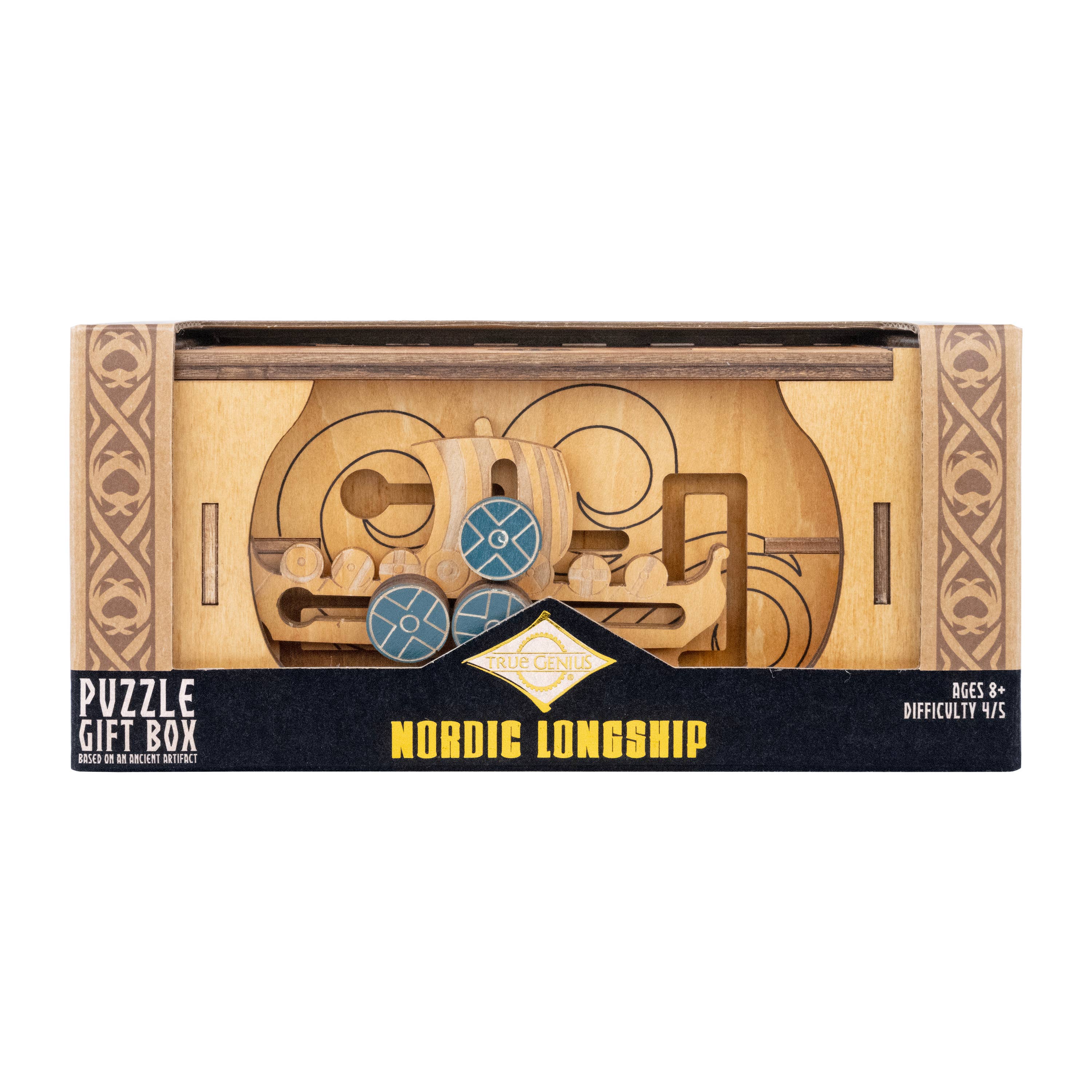 Nordic Longship Secret Puzzle Gift Box wooden