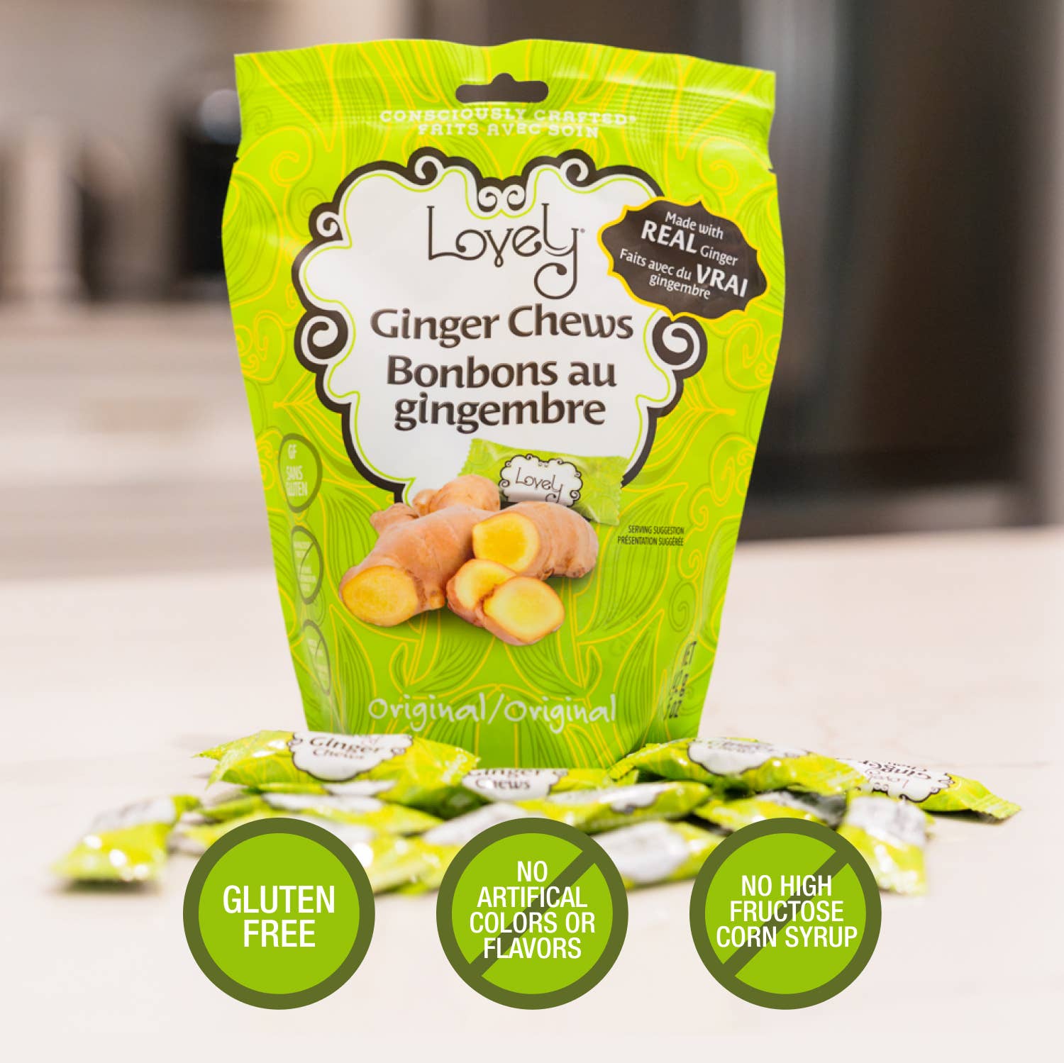 Original Ginger Chews Candy - Gluten Free, Vegan, Non-GMO