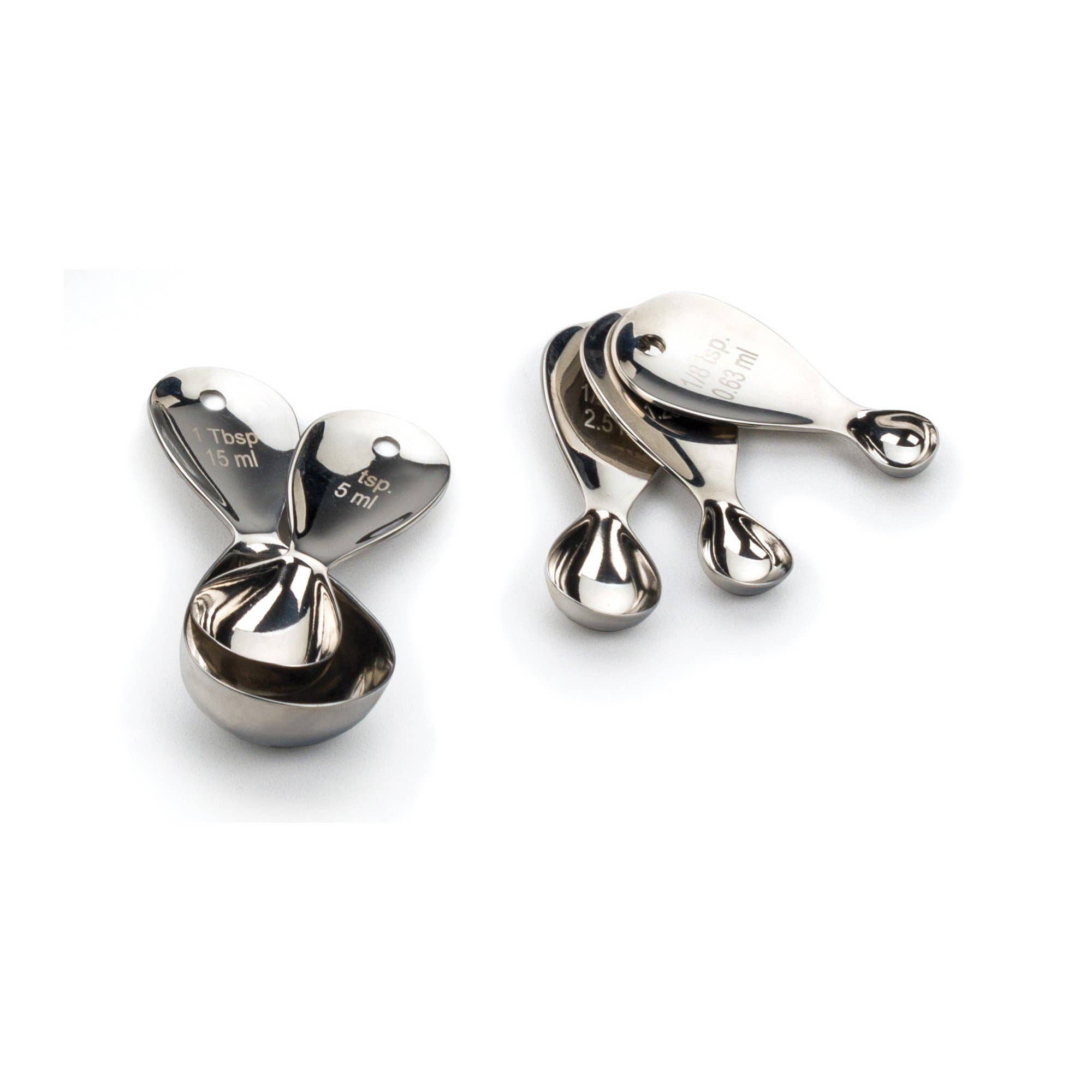 Teardrop measuring spoon set of 5 stainless steel