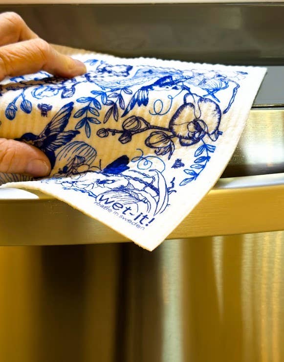 Orchid Garden Blue Swedish Cloth