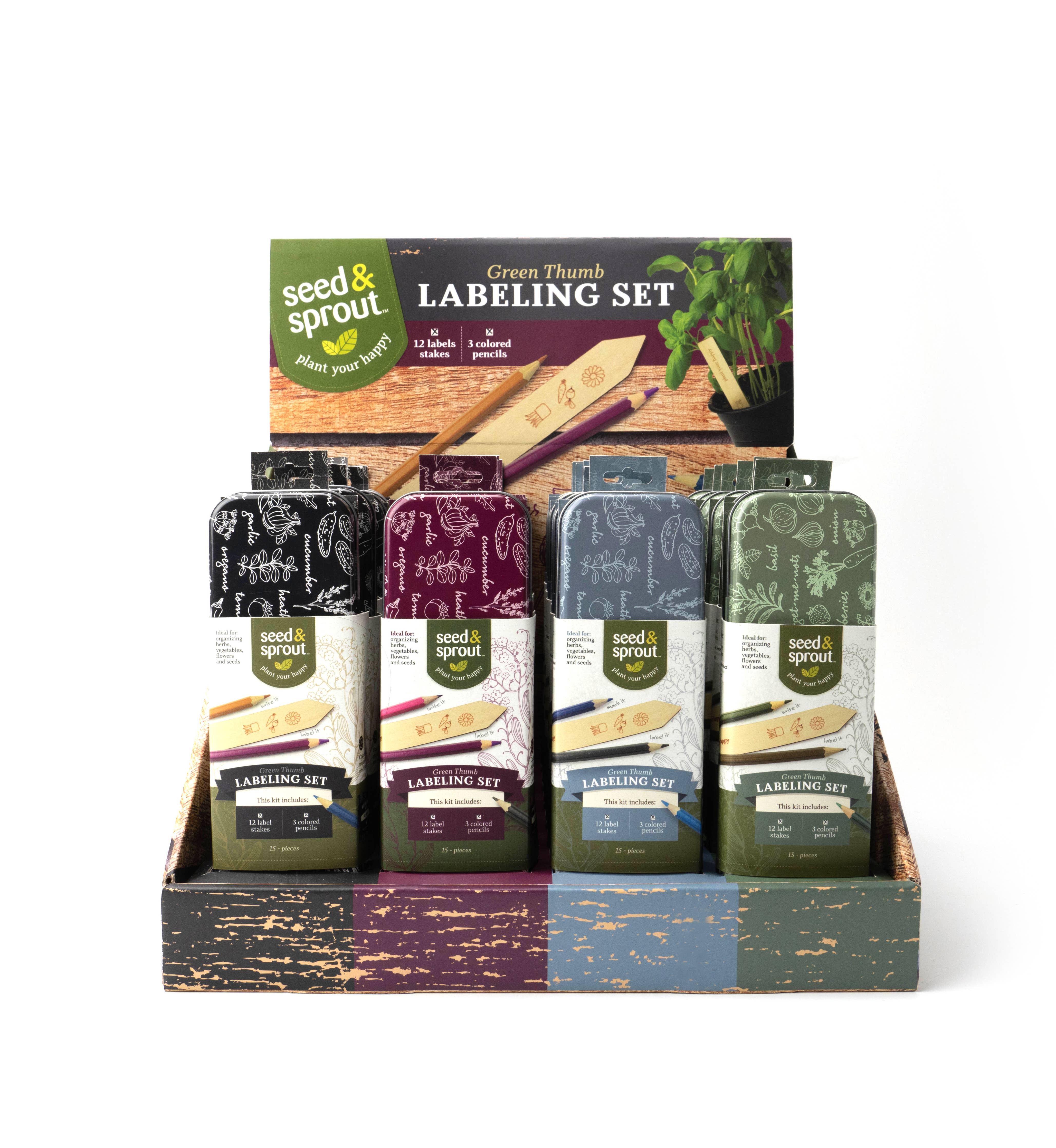 Seed & Sprout gardening labeling set in use
