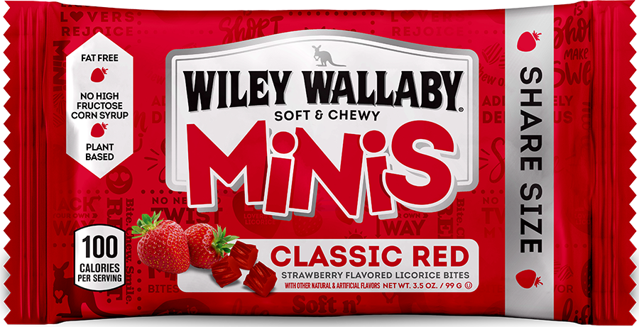 Wiley Wallaby Minis Classic Red Licorice Bite 3.5oz Bag 18ct