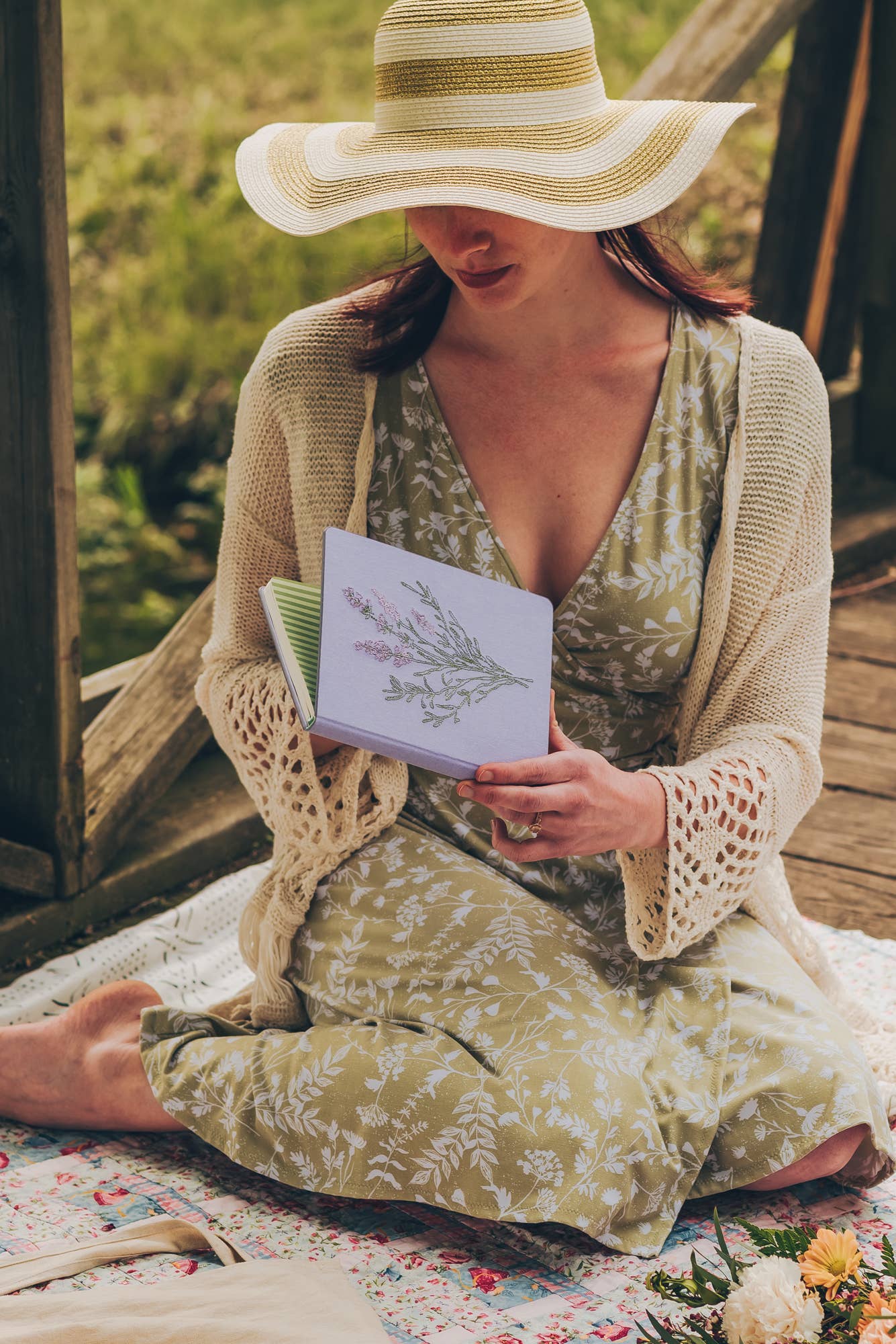 Lavender Bunch Vegan Embroidered Journal