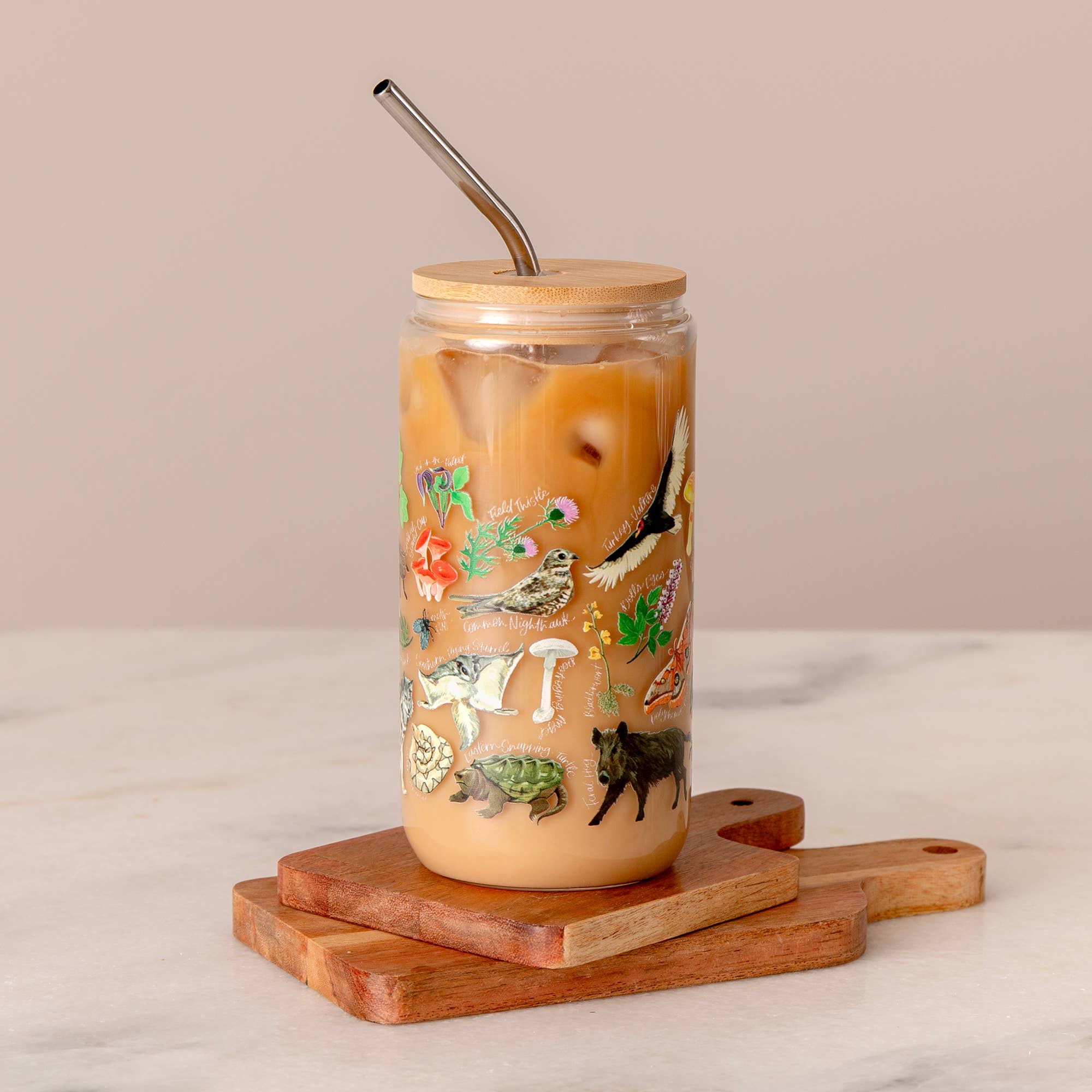 Midnight Flora & Fauna Glass Can