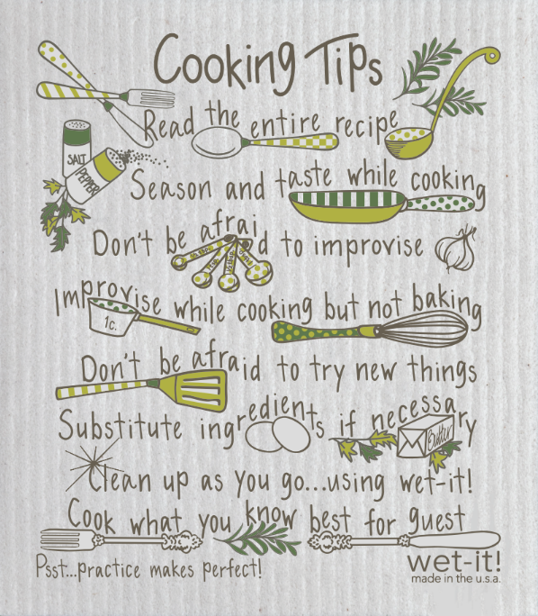 Cooking Tips Swedish Cloth with helpful kitchen references