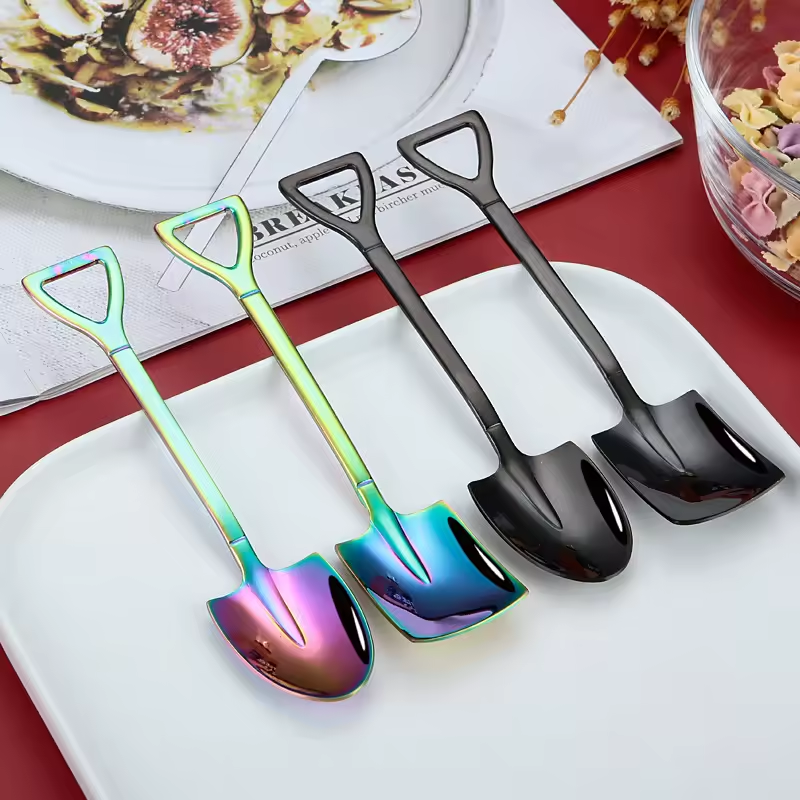 Shovel spoon styled as a small garden spade
