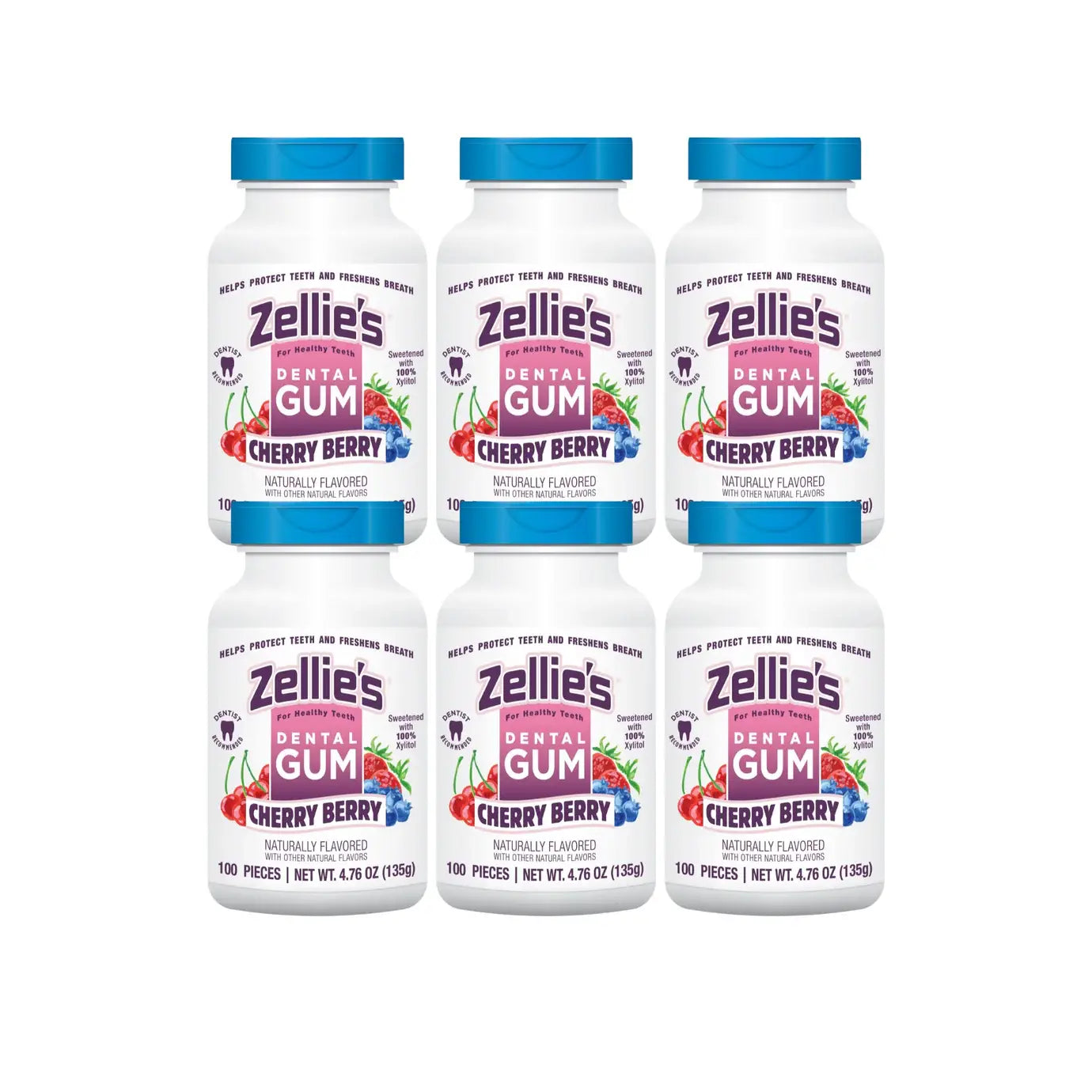 Zellie's Xylitol Dental Gum - Cherry Berry 100ct Jar