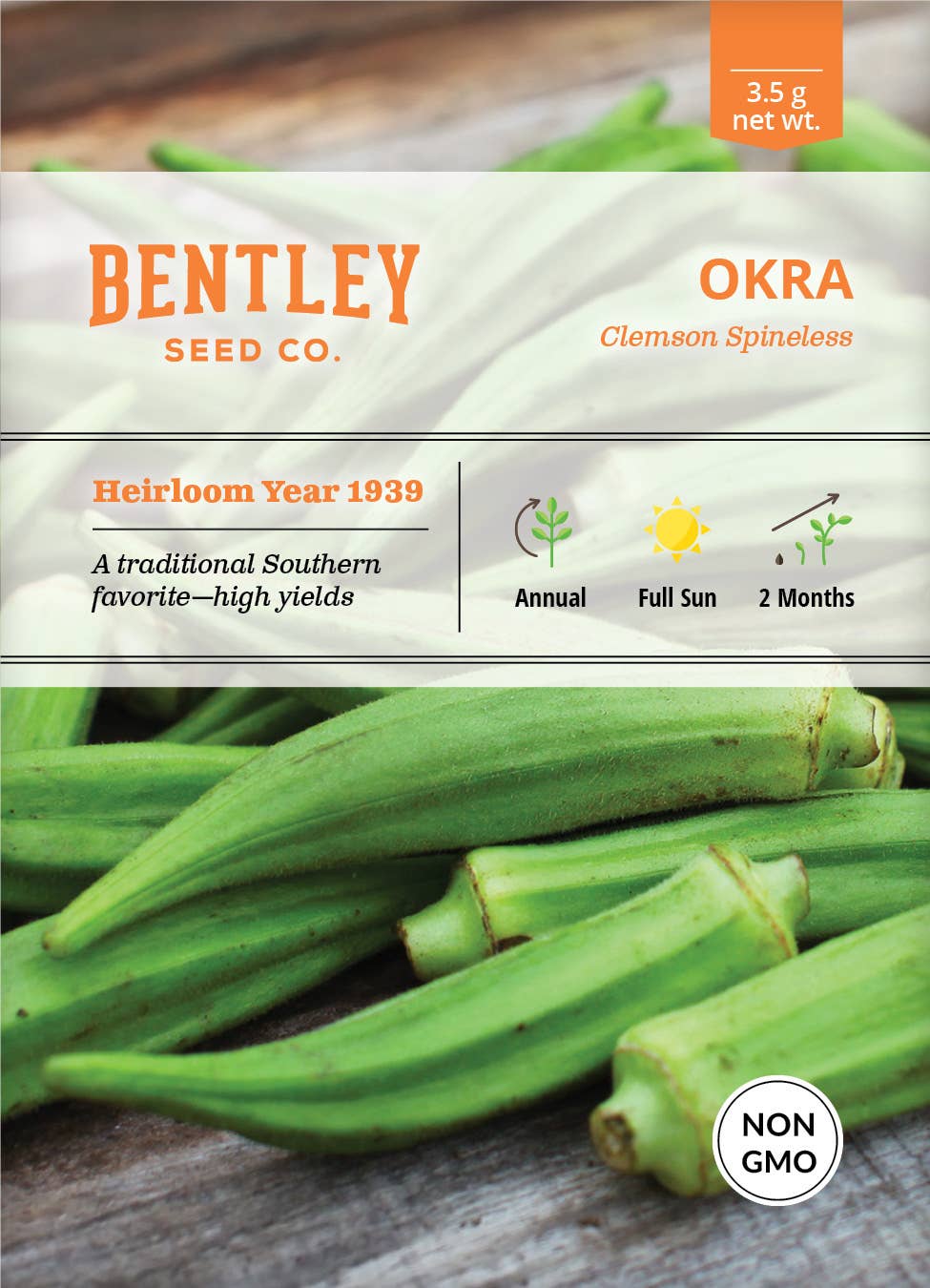 Brim Seed Co. Clemson Spineless Okra seed packet