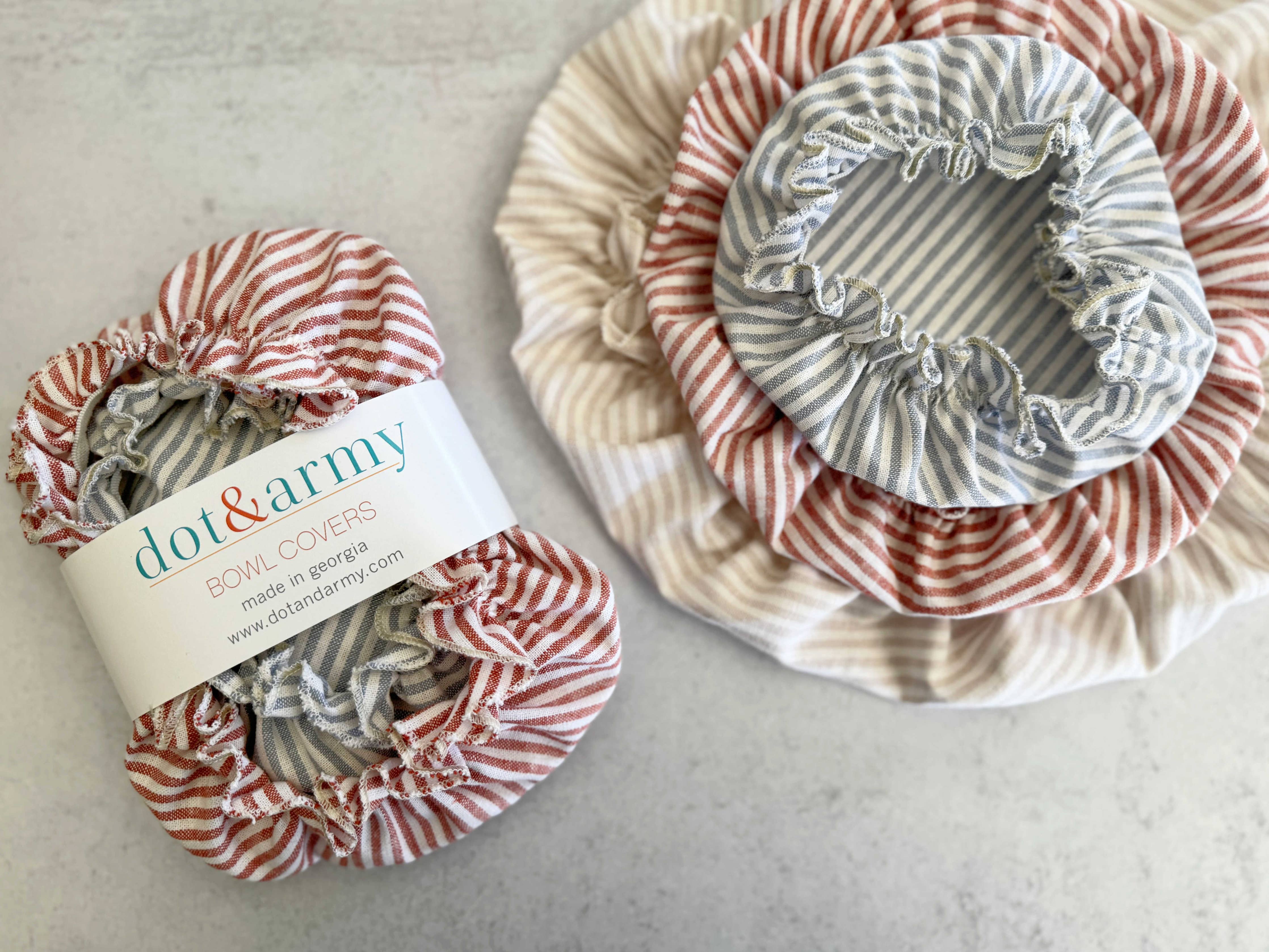 Americana Stripe Bowl Covers, set of three