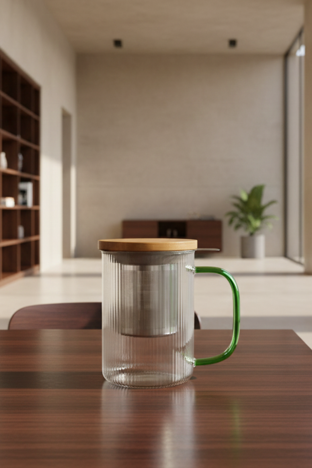 KARL 450ml borosilicate glass tea infuser with jade handle
