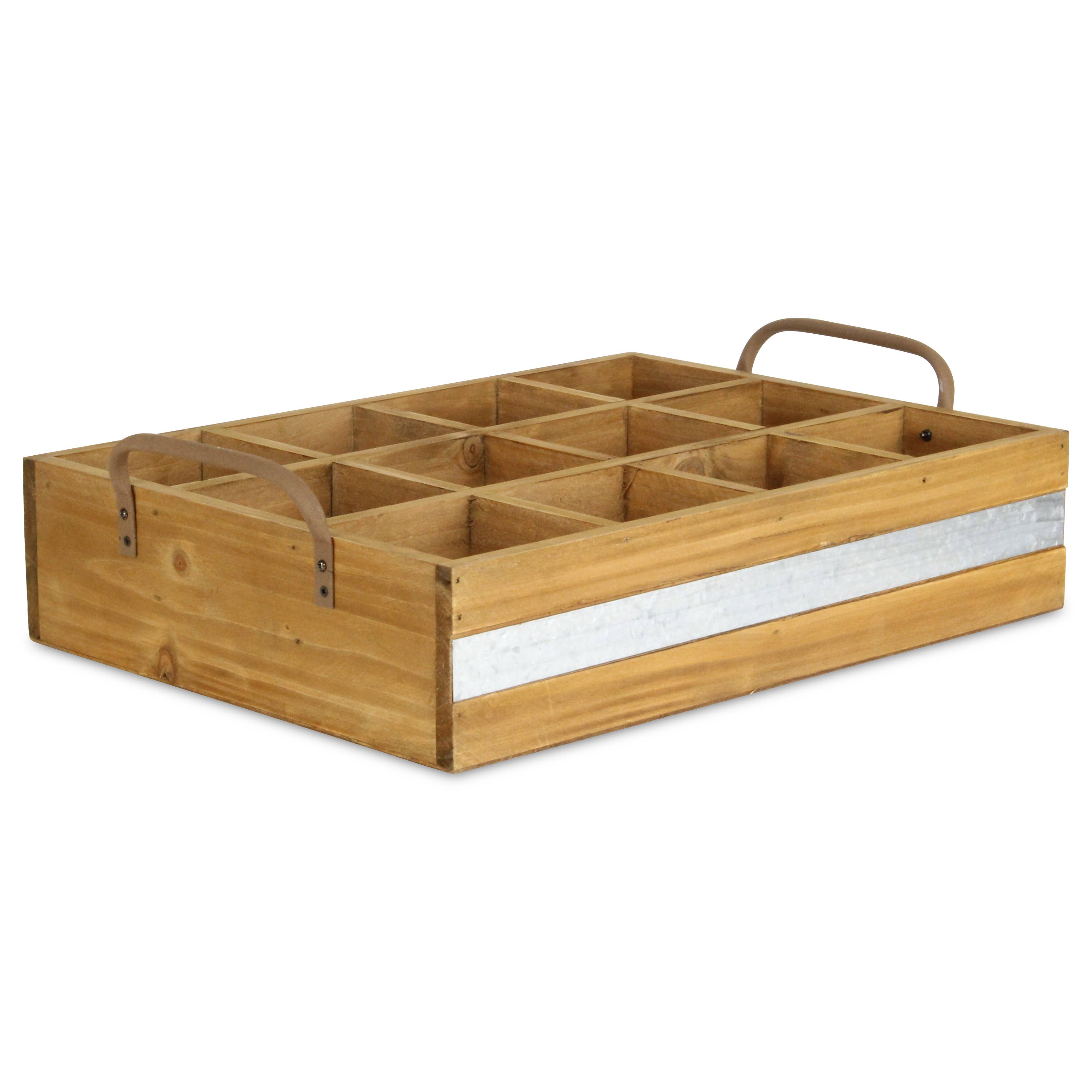 Obero 12 slot rectangular wood caddy front view