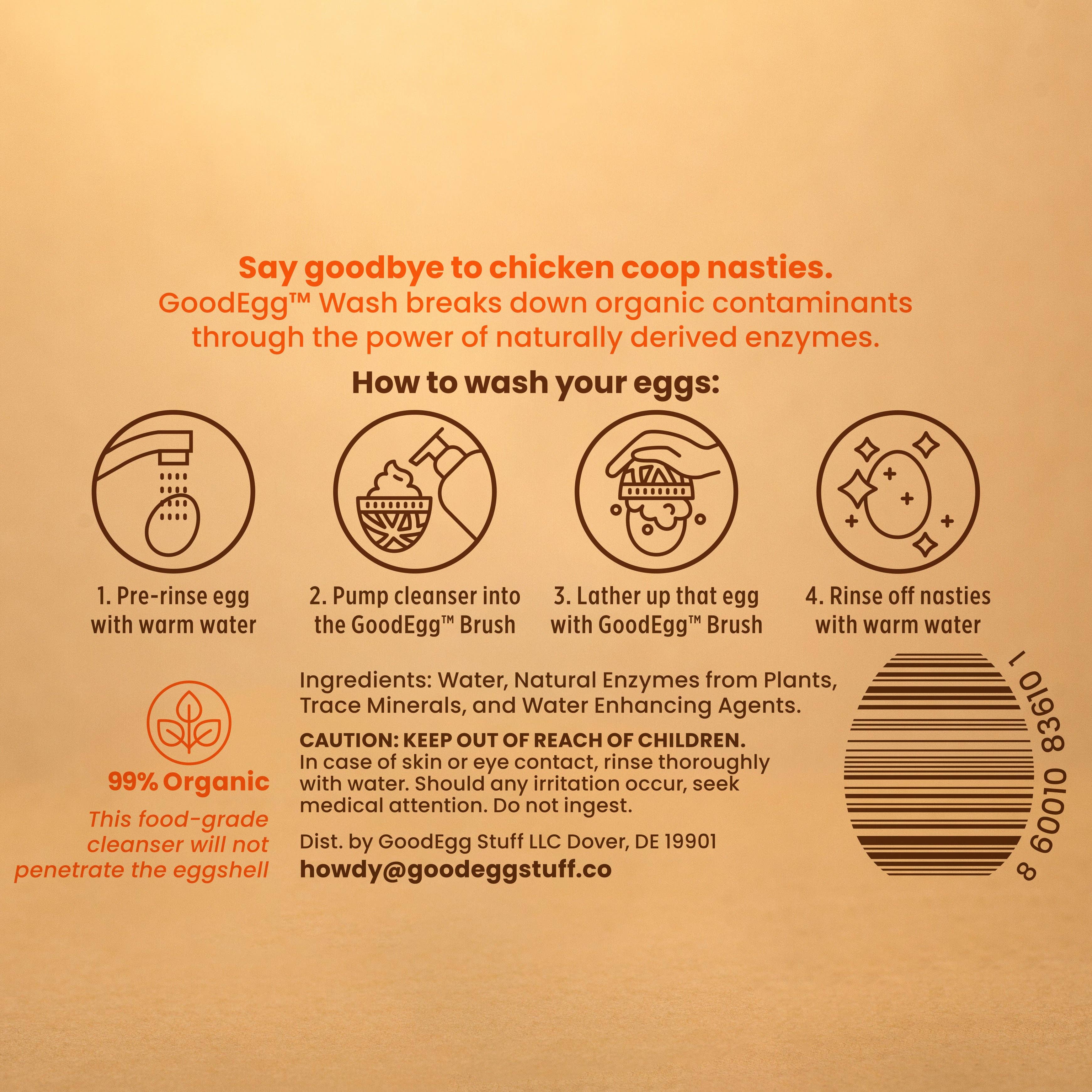 GoodEgg Wash being sprayed on fresh eggs