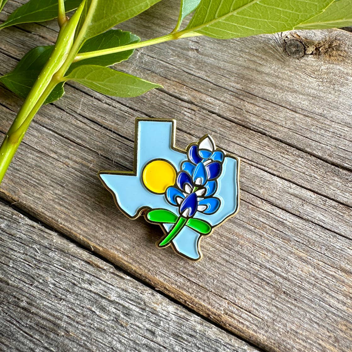 Texas Bluebonnet Pin close-up detail