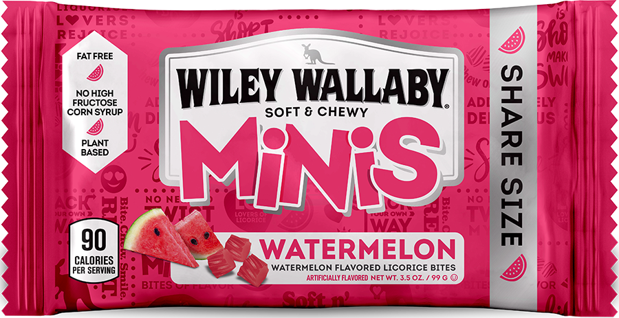 Wiley Wallaby Minis Watermelon Licorice Bites 3.5oz Bag 18ct
