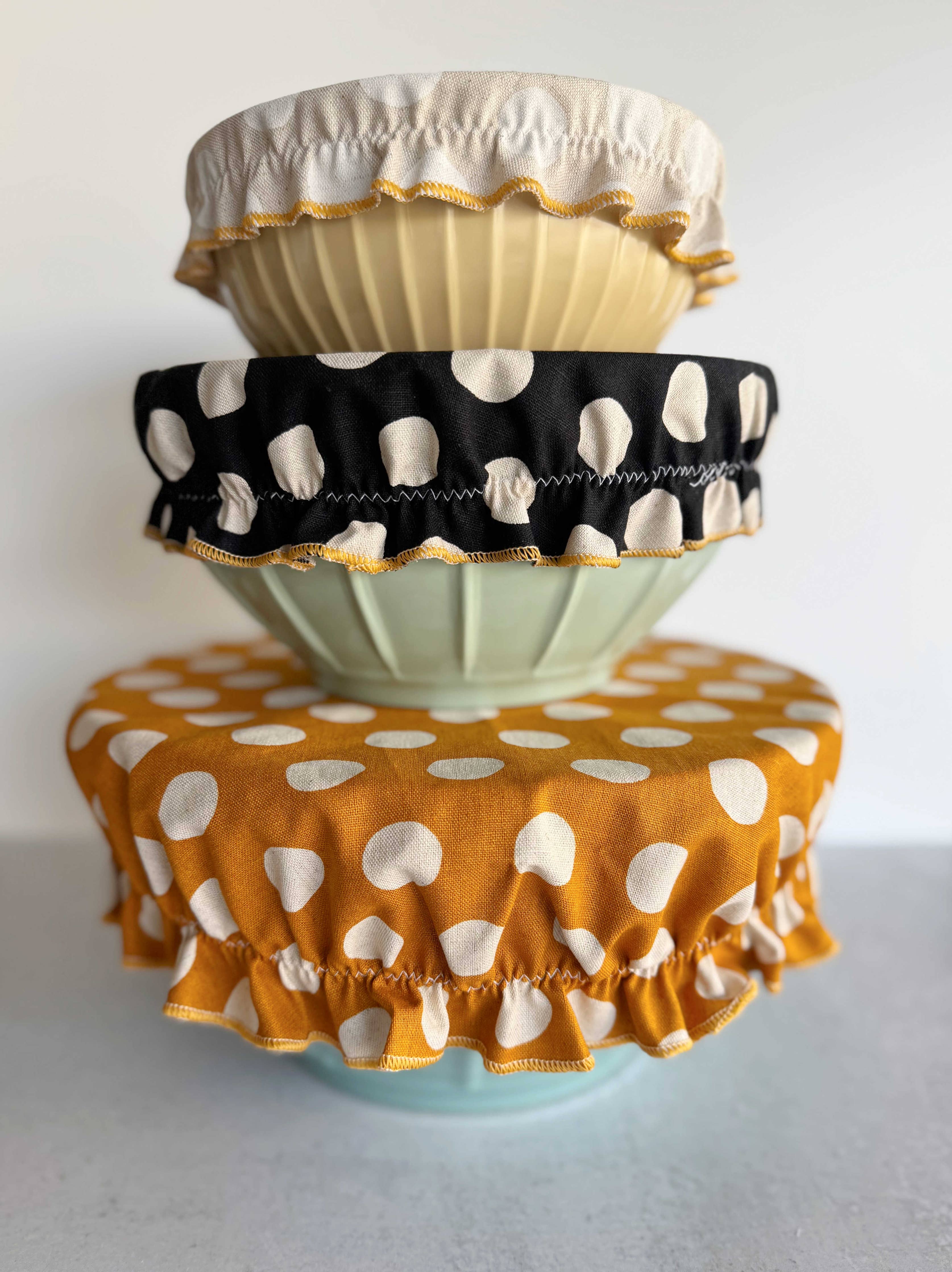 Polka Dots reusable bowl covers set of three