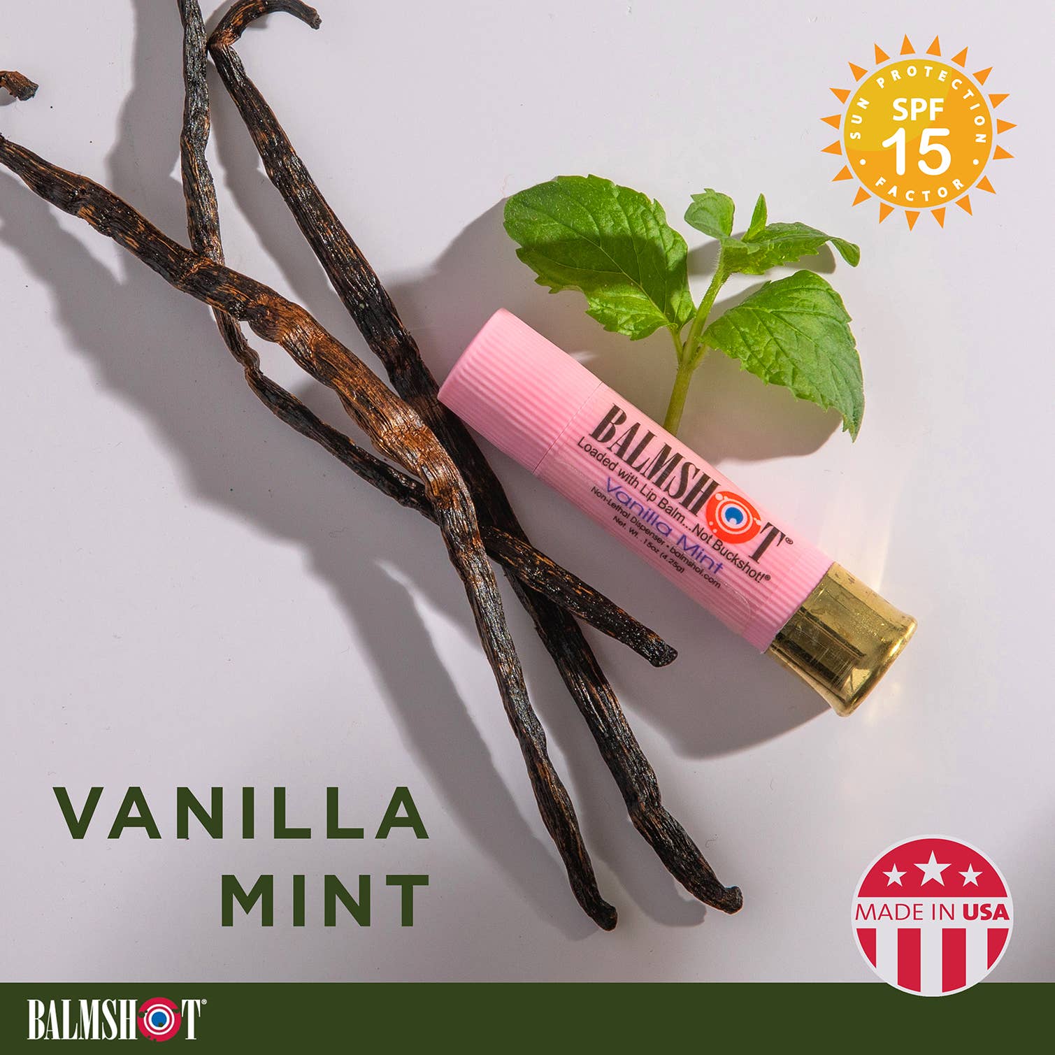 Shotgun Shell Lip Balm | Vanilla Mint | SPF 15 | 24 Pack