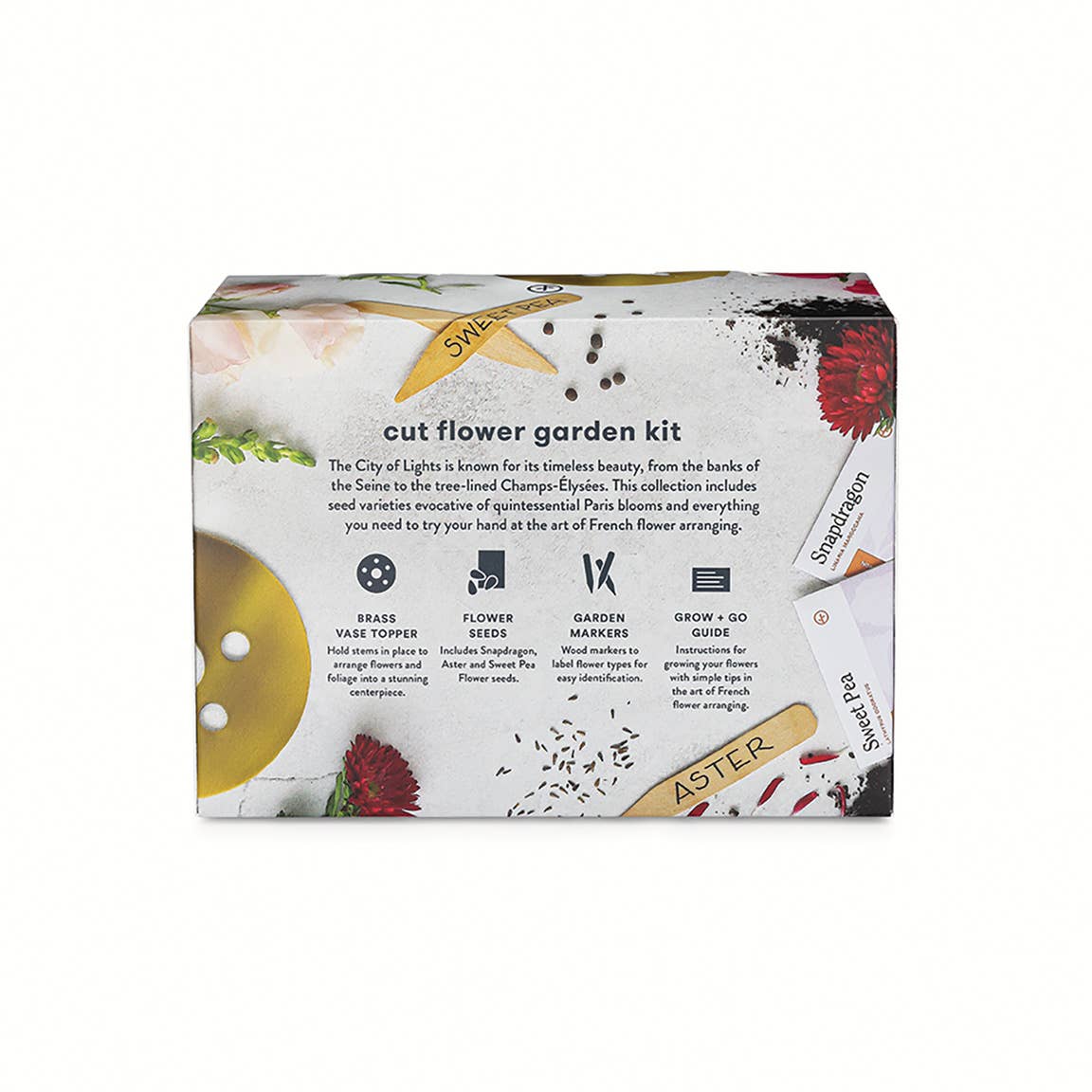 Travel Trio Parisian Flower Shop seed kit back detail