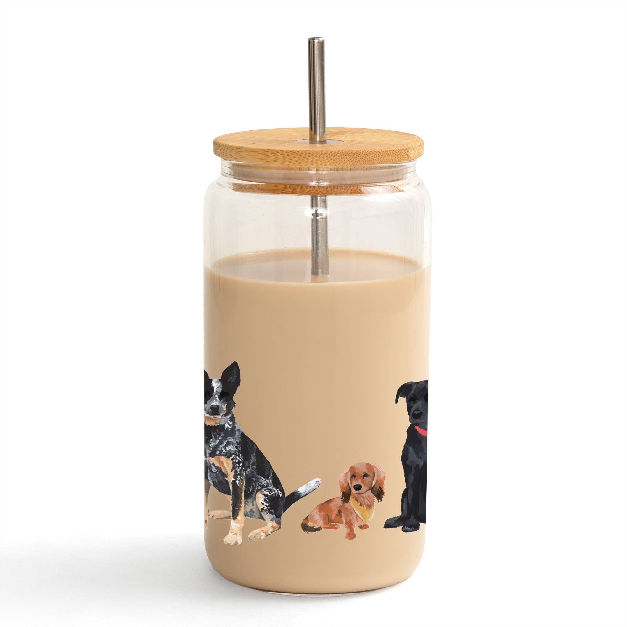 Furry Friends Dogs Glass Can