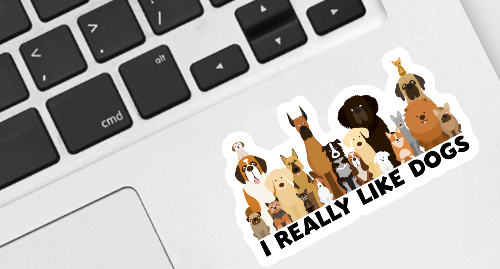 I Really Like Dogs sticker close-up detail