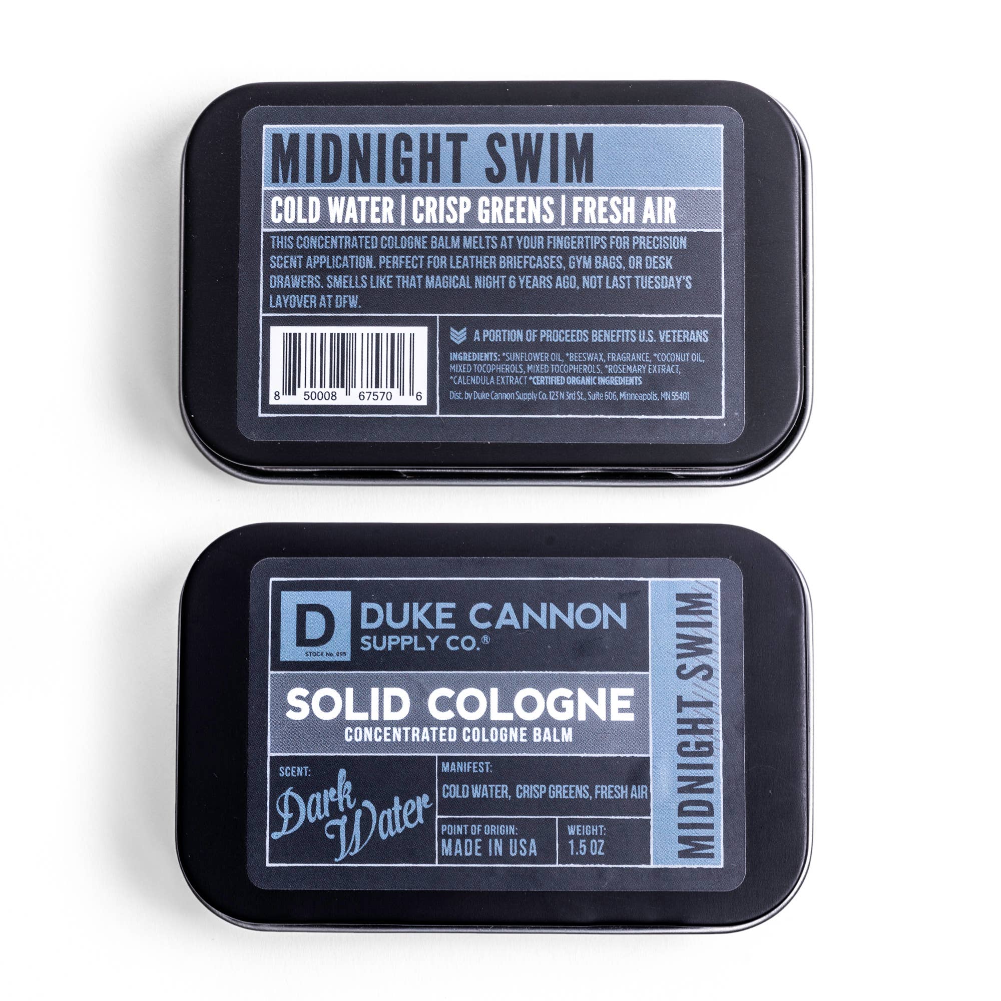 Solid Cologne Midnight Swim in compact tin