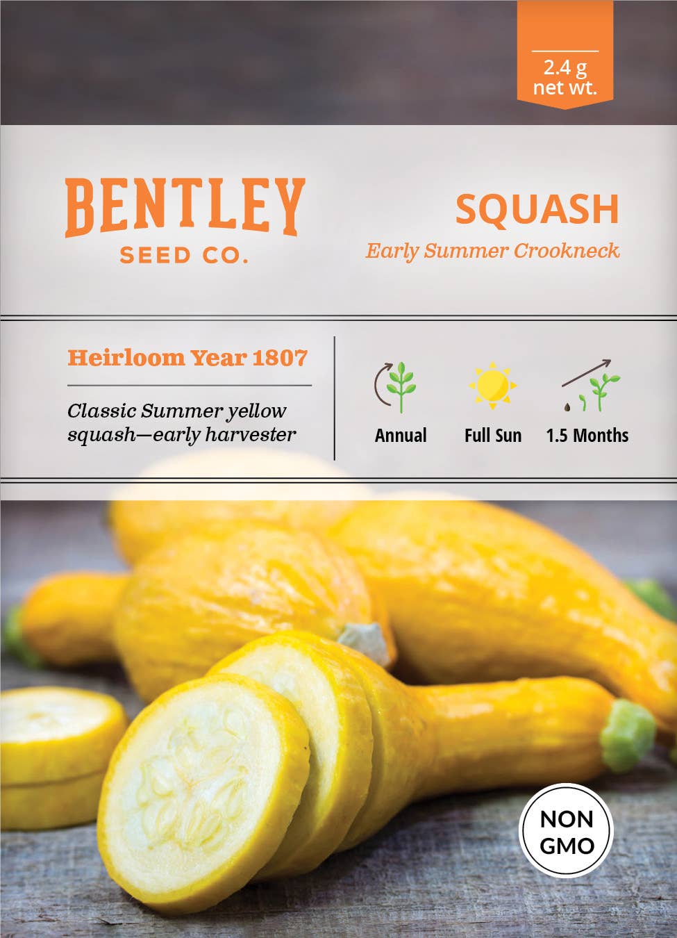 Brim Seed Co Yellow Crookneck Squash seed packet