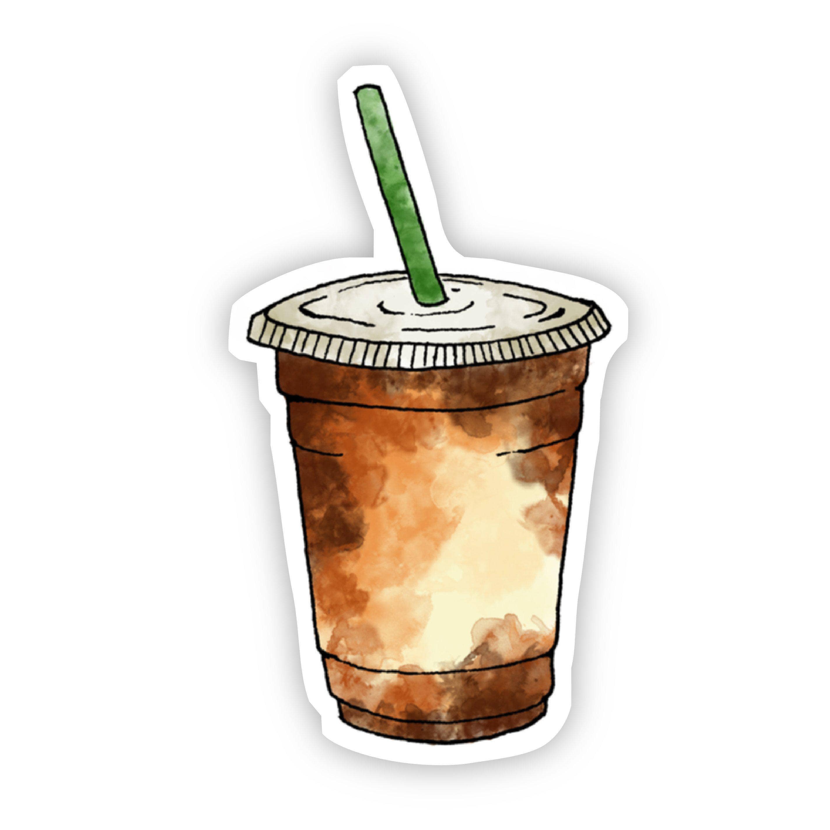 Iced coffee watercolor style decorative sticker