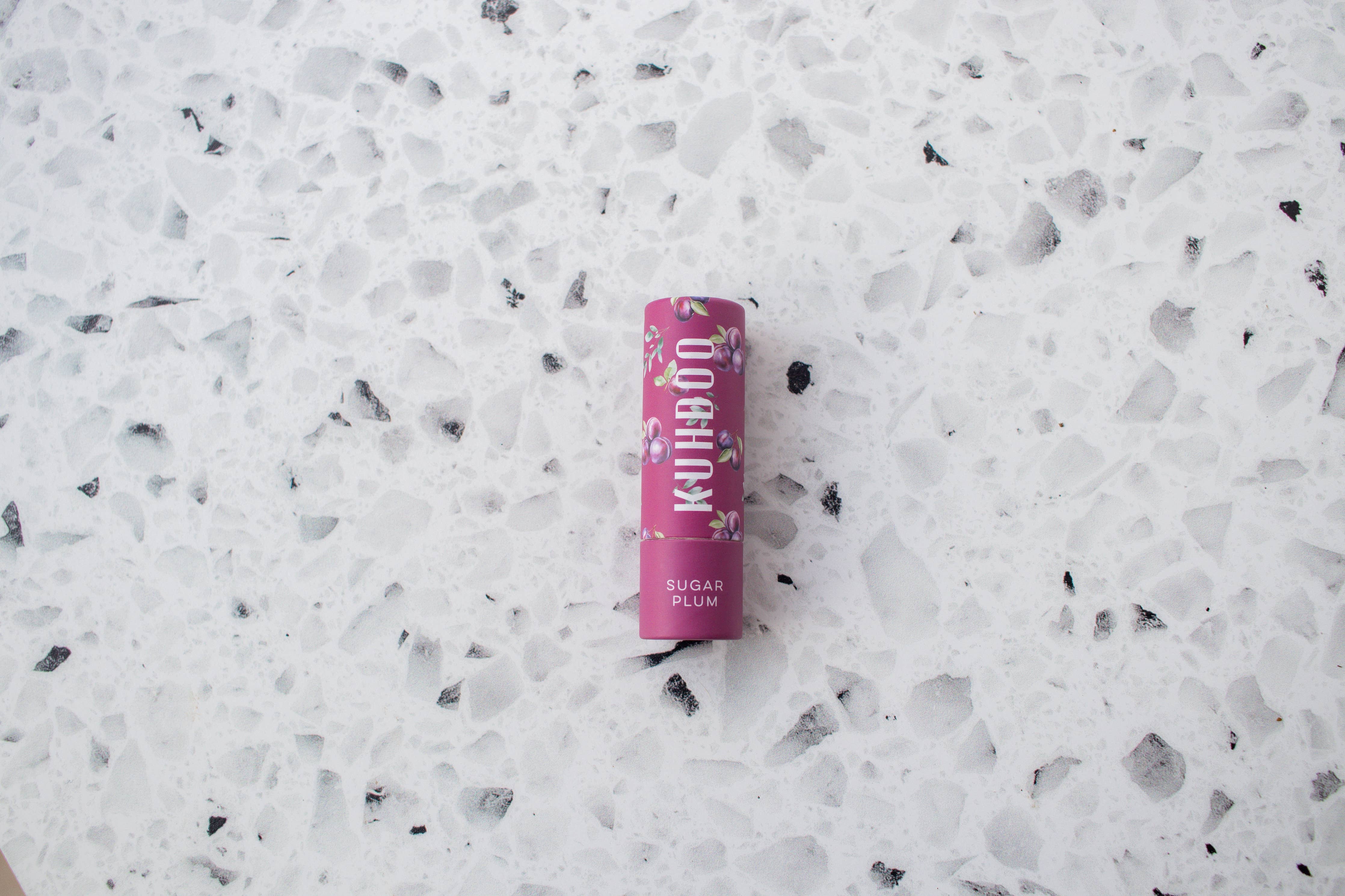 Sugar Plum Holiday lip balm tube label detail